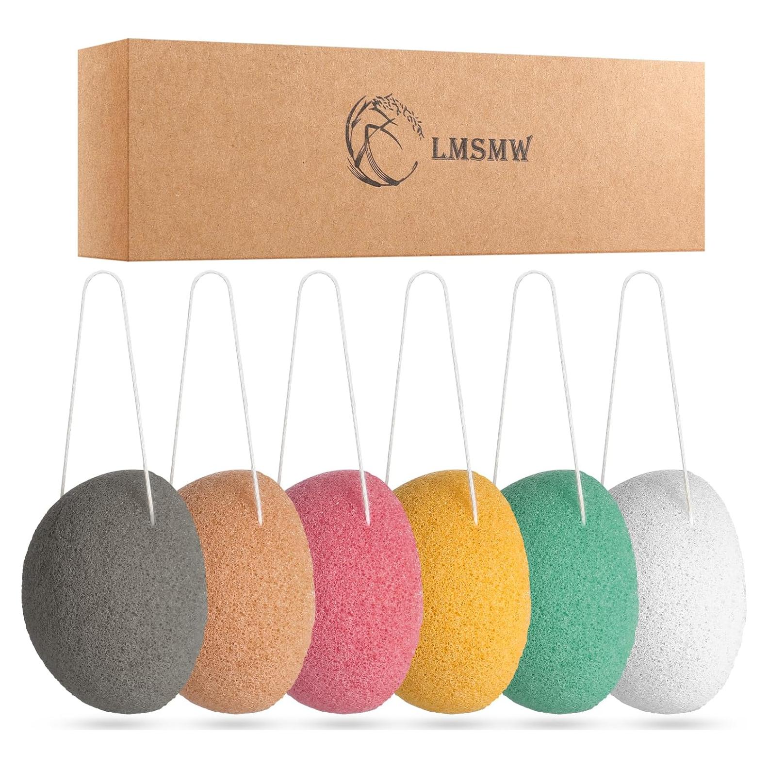 Juego de 6 Esponjas Faciales Konjac LMSMW con Carbón Activado