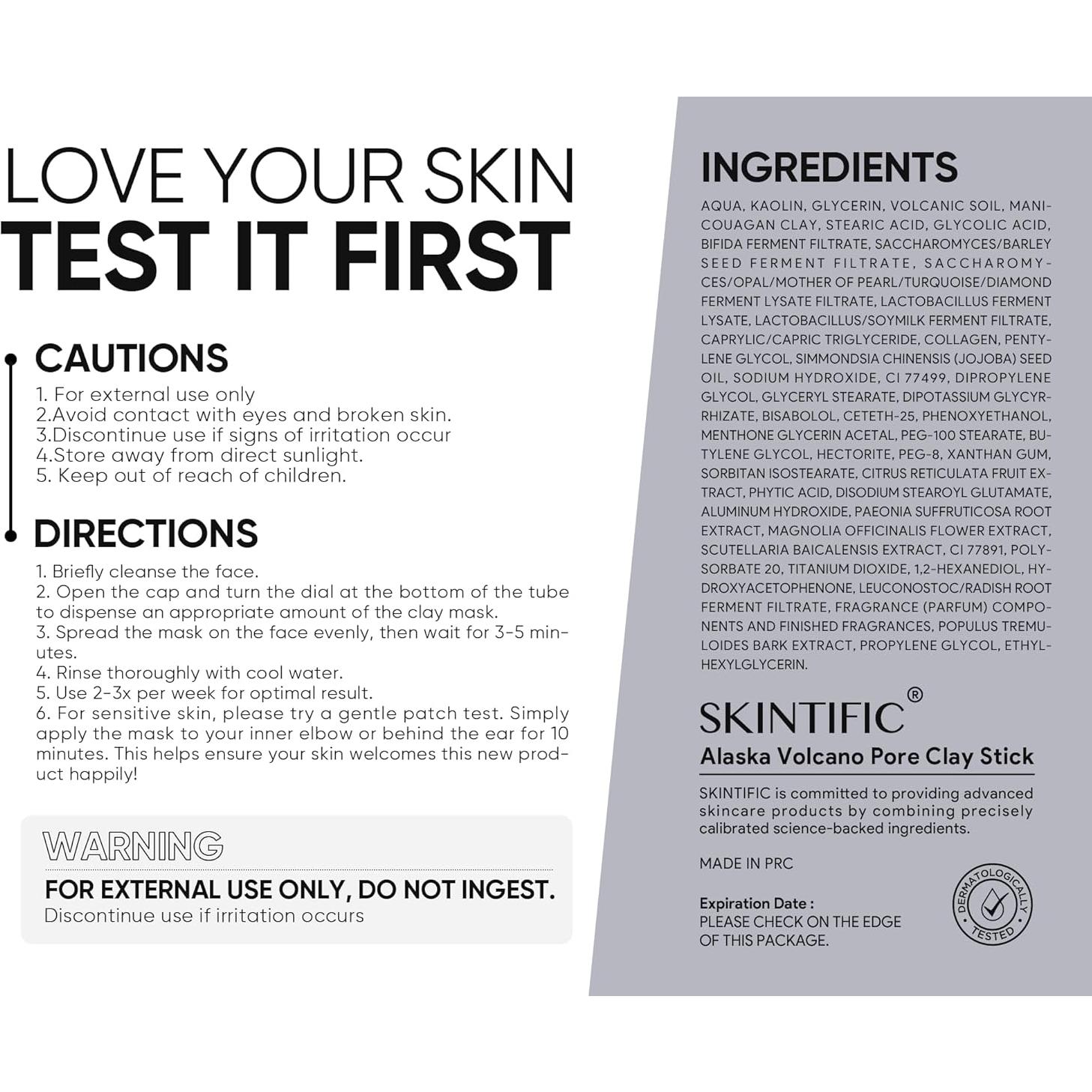 Mascarilla Facial Exfoliante SKINTIFIC con Arcilla Volcánica 40g