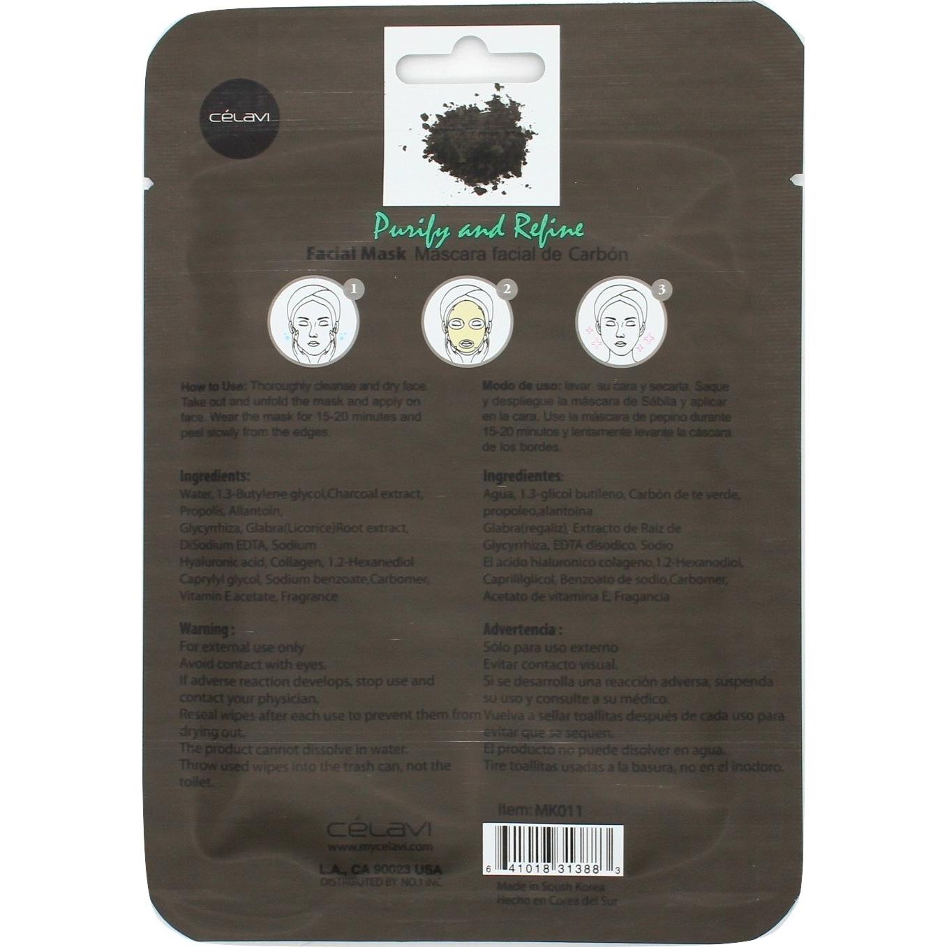 Máscara Facial de Papel Celavi 24 Unidades Carbón Hidratante