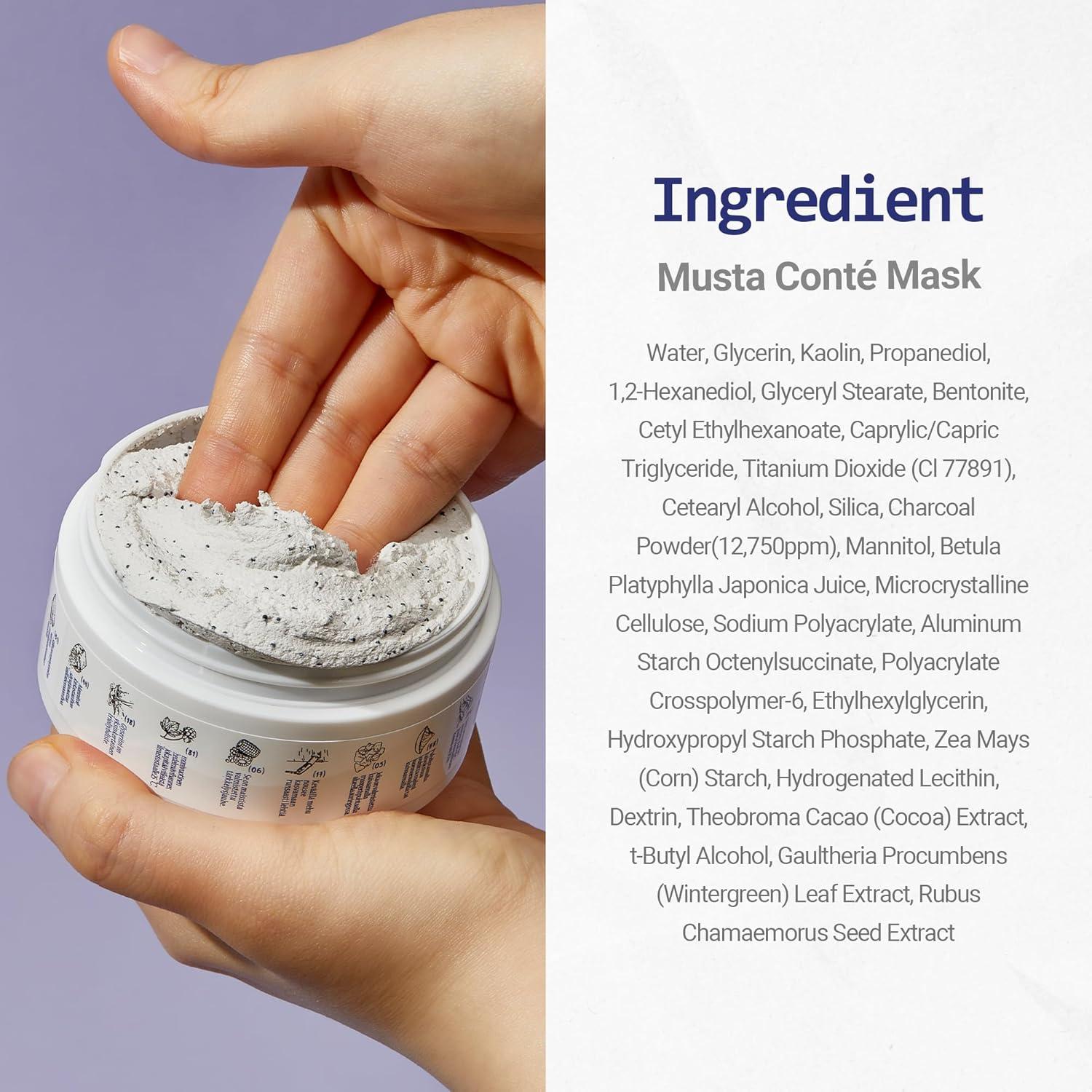 Máscara Facial de Arcilla Conte Musta - 59.87 g, Carbón y Savia