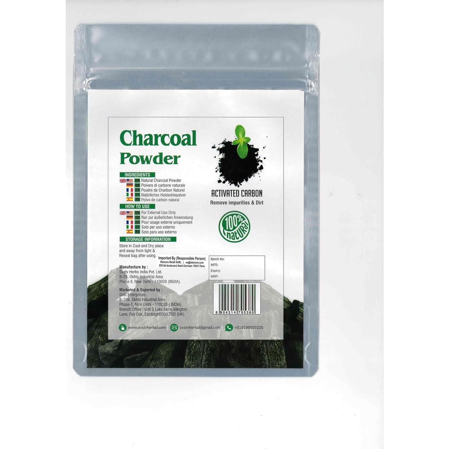 Polvo de Carbón Activado SVATV 227g | Mascarilla Facial Natural