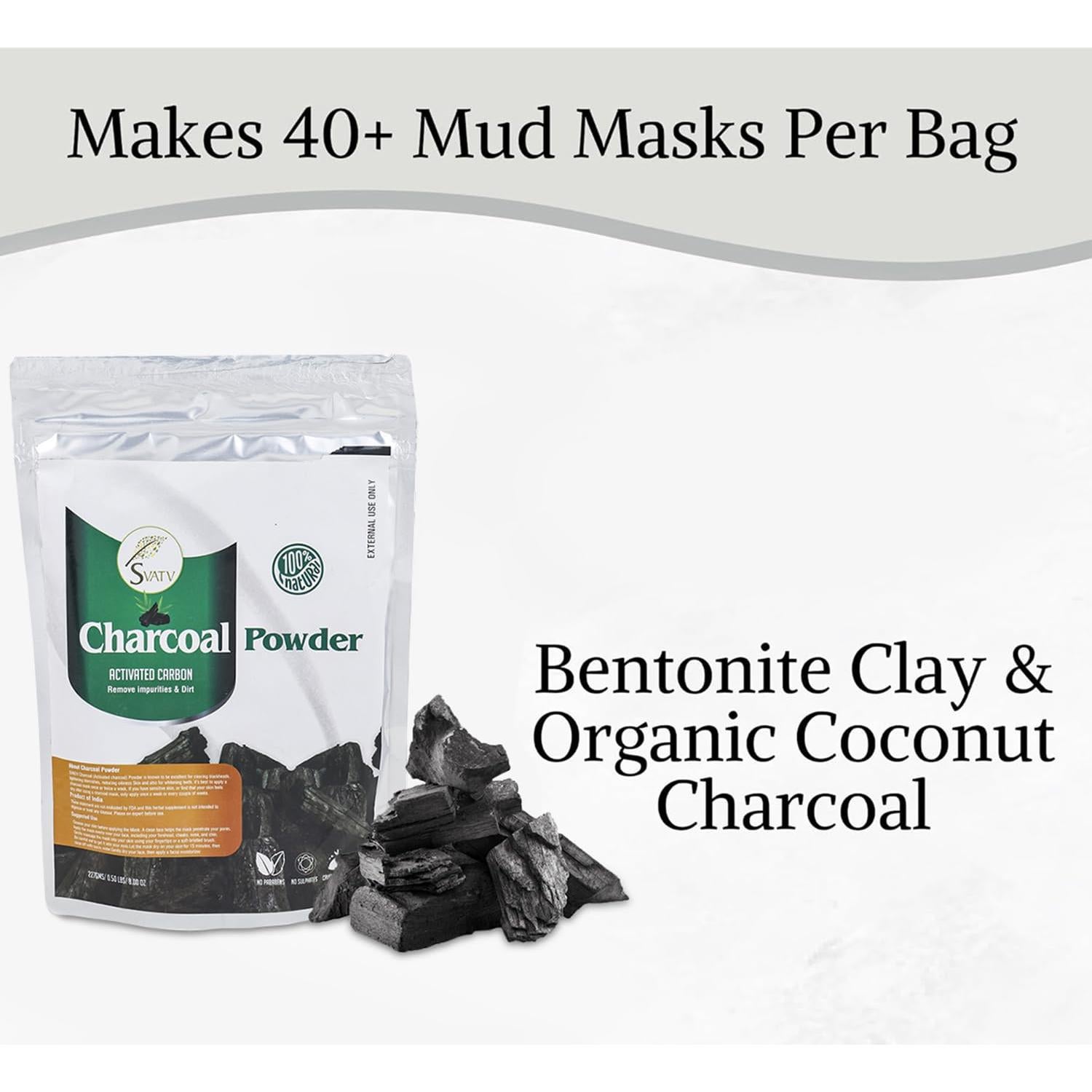 Polvo de Carbón Activado SVATV 227g | Mascarilla Facial Natural