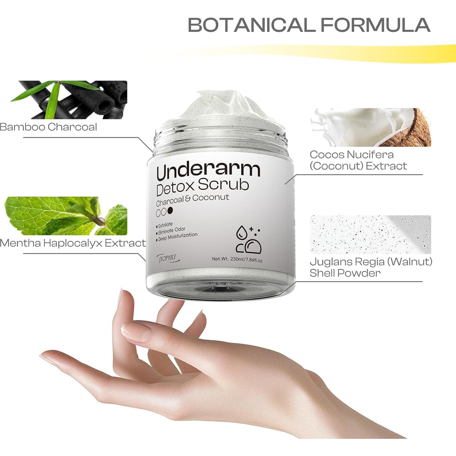 Exfoliante Detox Jtopyrt de Carbón de Coco para Axilas 290g