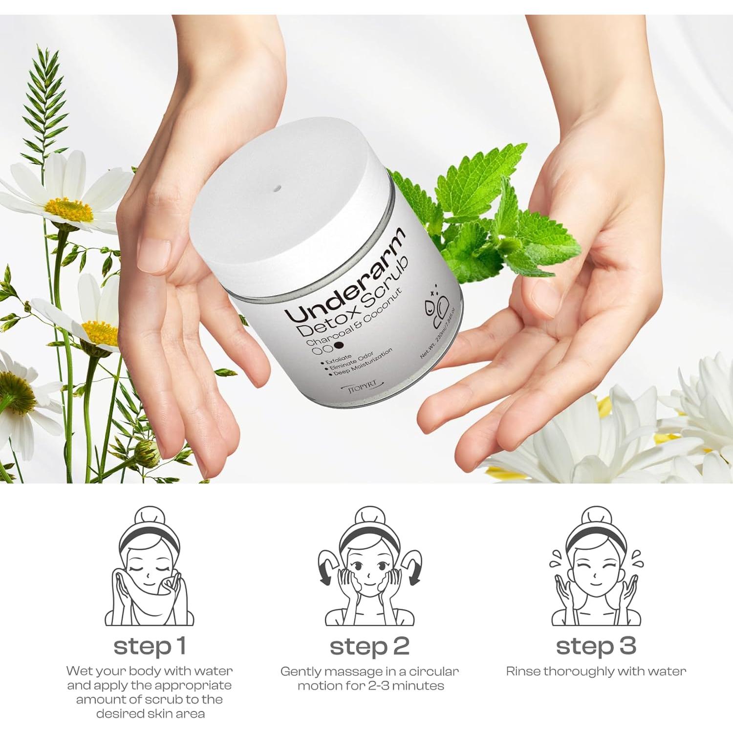 Exfoliante Detox Jtopyrt de Carbón de Coco para Axilas 290g