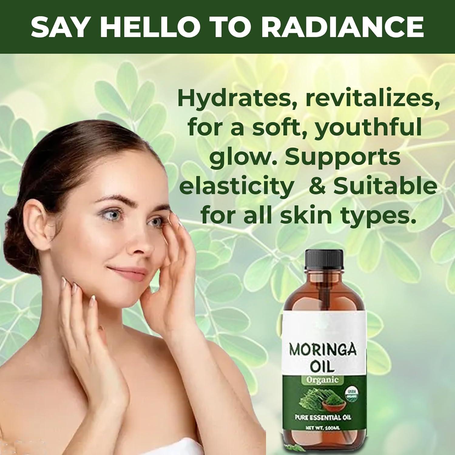 Aceite de Moringa Orgánico ABBASI & CO 100ml - Hidratante Facial y Capilar