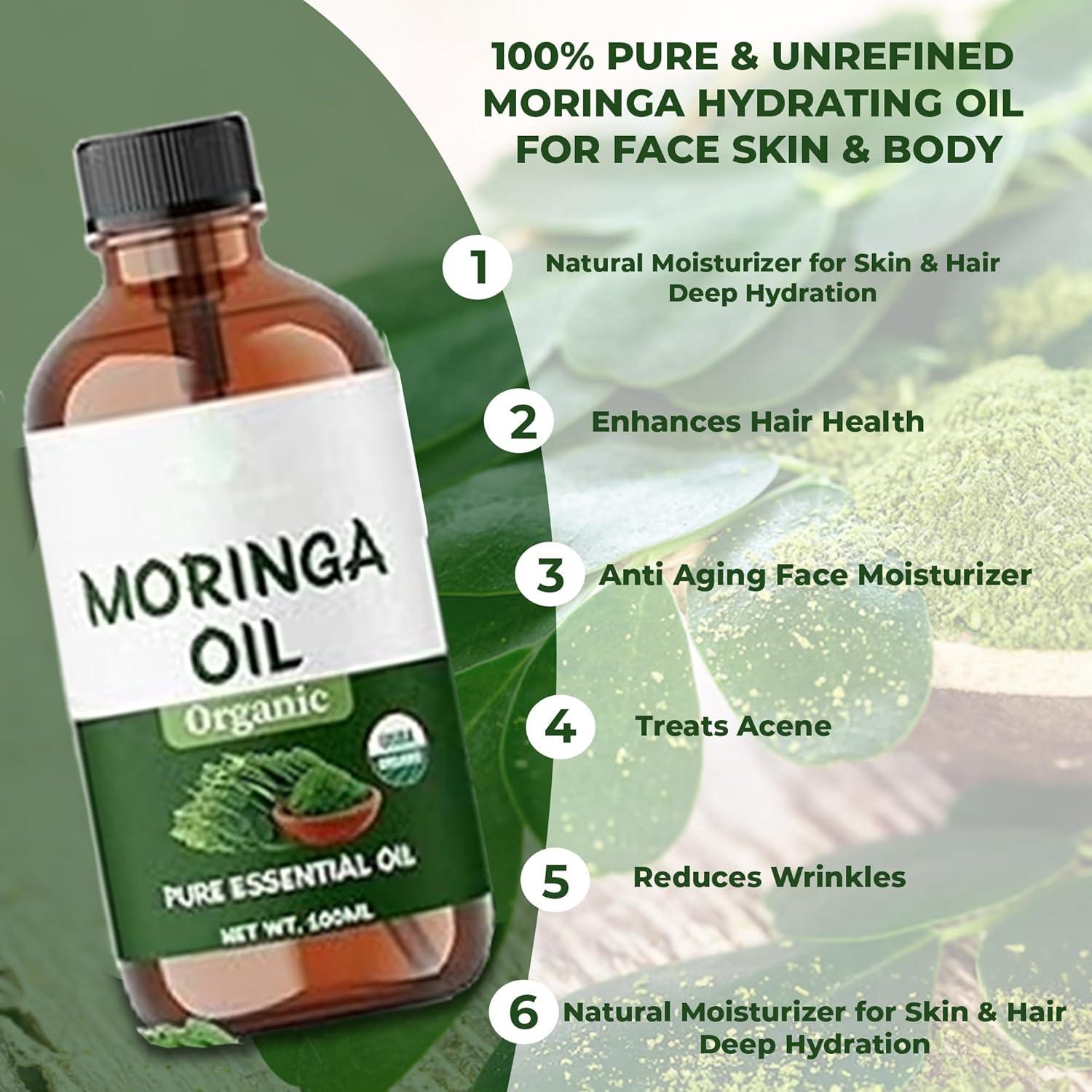 Aceite de Moringa Orgánico ABBASI & CO 100ml - Hidratante Facial y Capilar