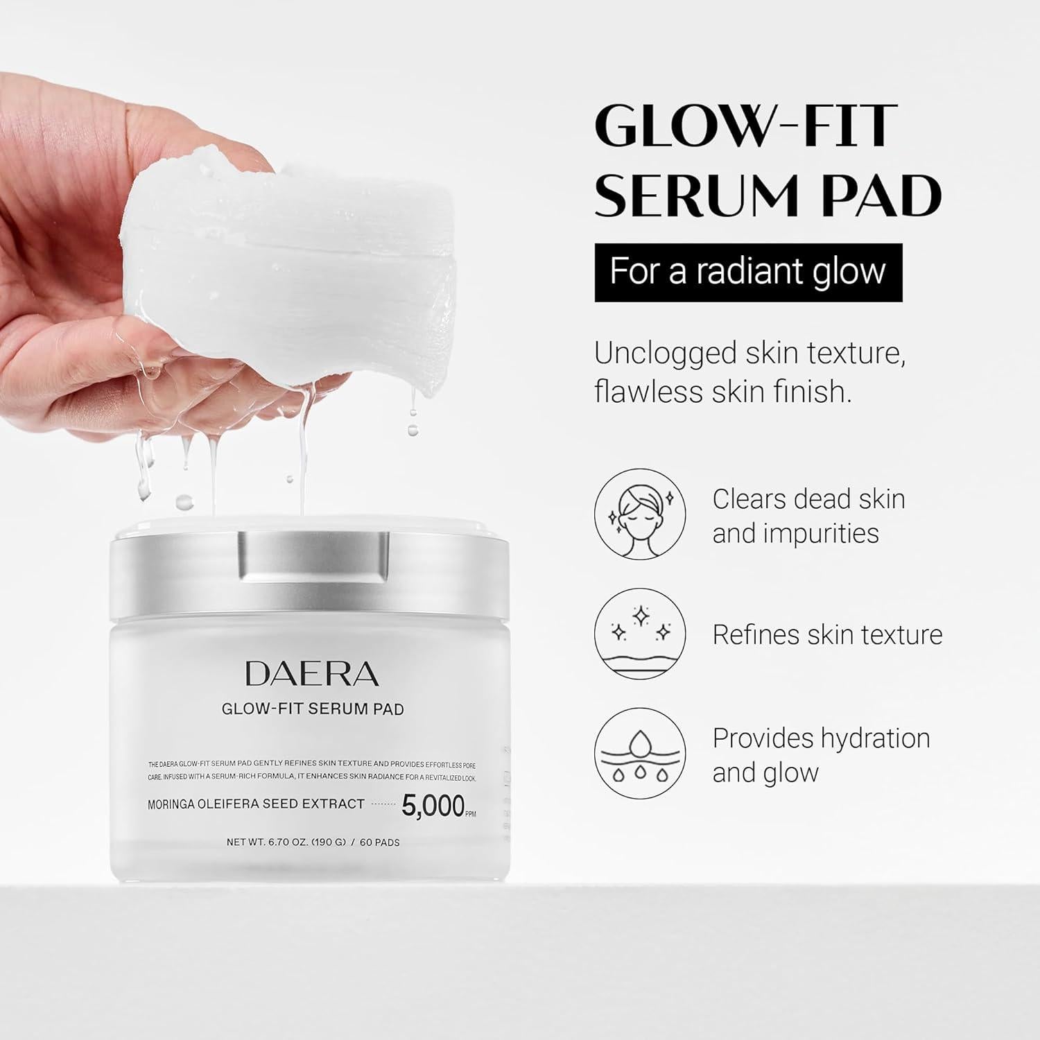 Almohadillas Exfoliantes e Hidratantes DAERA Glow-Fit 60 Unidades