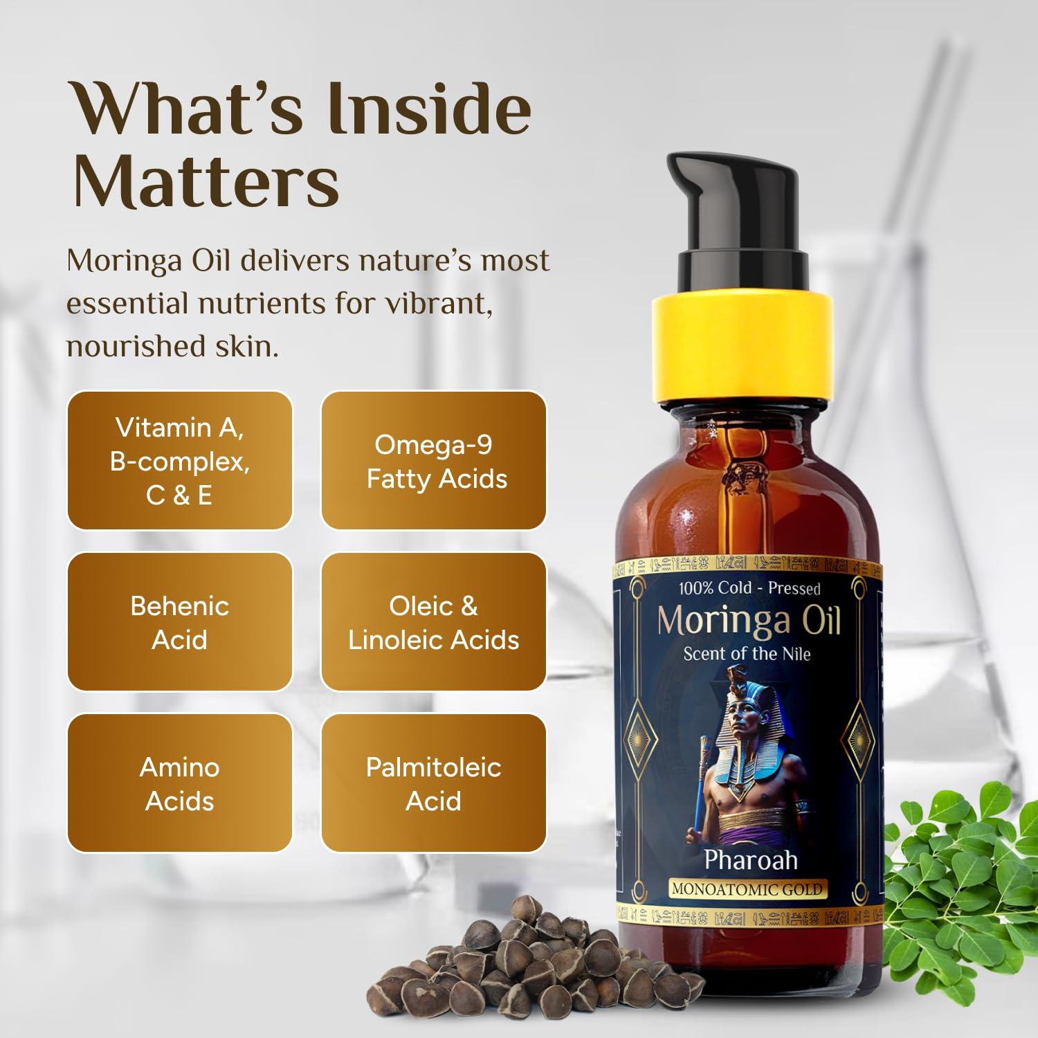 Aceite de Moringa 100% Puro Pharoah 30 ml con Oro Ormus