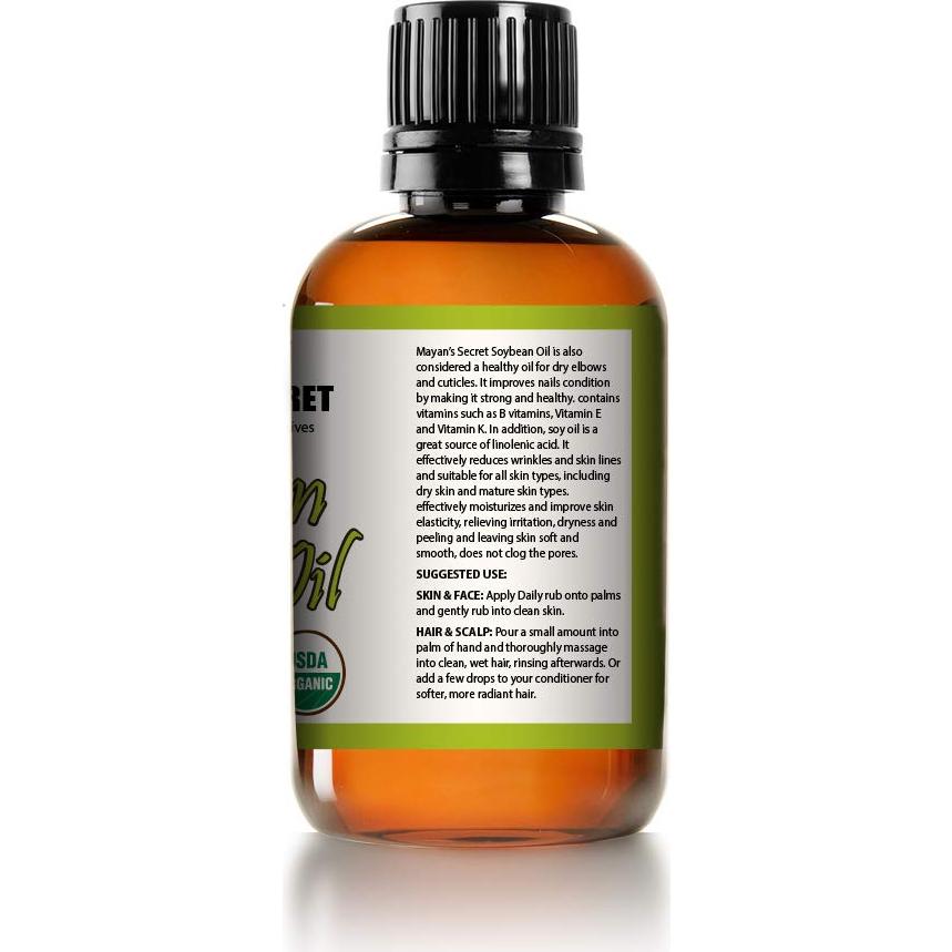 Aceite de Soja Orgánico Puro Mayan's Secret 118 ml - Hidratante Facial y Capilar