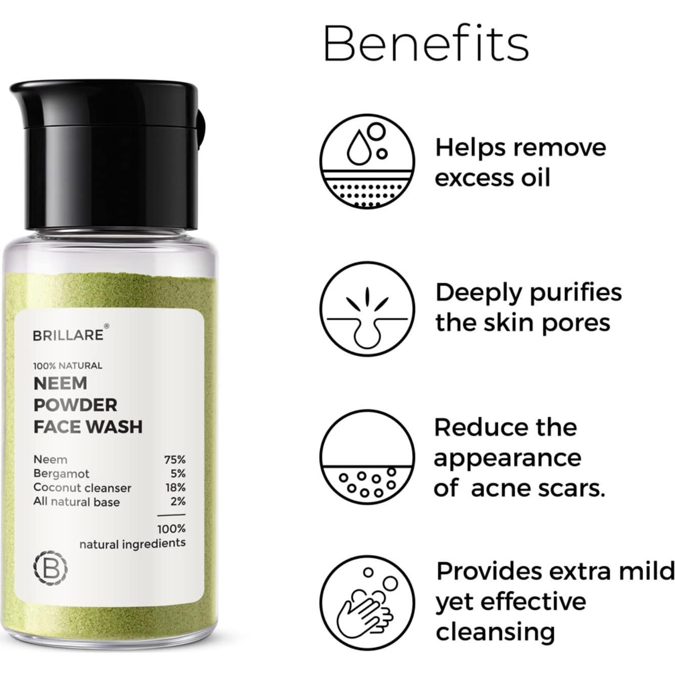 Limpiador Facial de Neem Brillare 15g - Jabón Natural para Piel Grasa