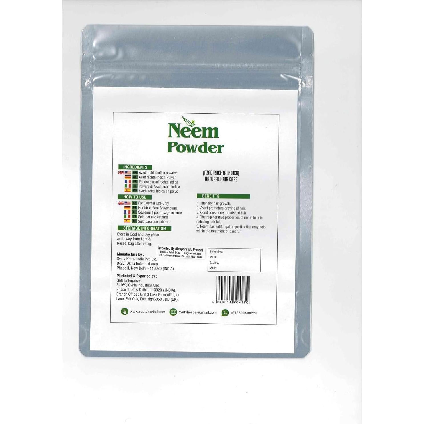 Polvo de Neem SVATV 227g | Cuidado del Cabello y Piel