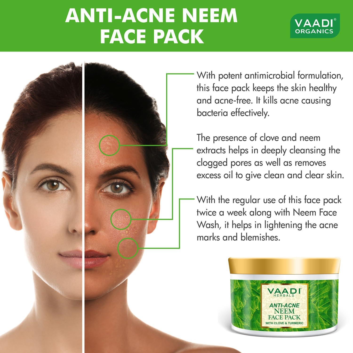Paquete Facial Anti-acné Vaadi Herbals Neem y Cúrcuma 600g