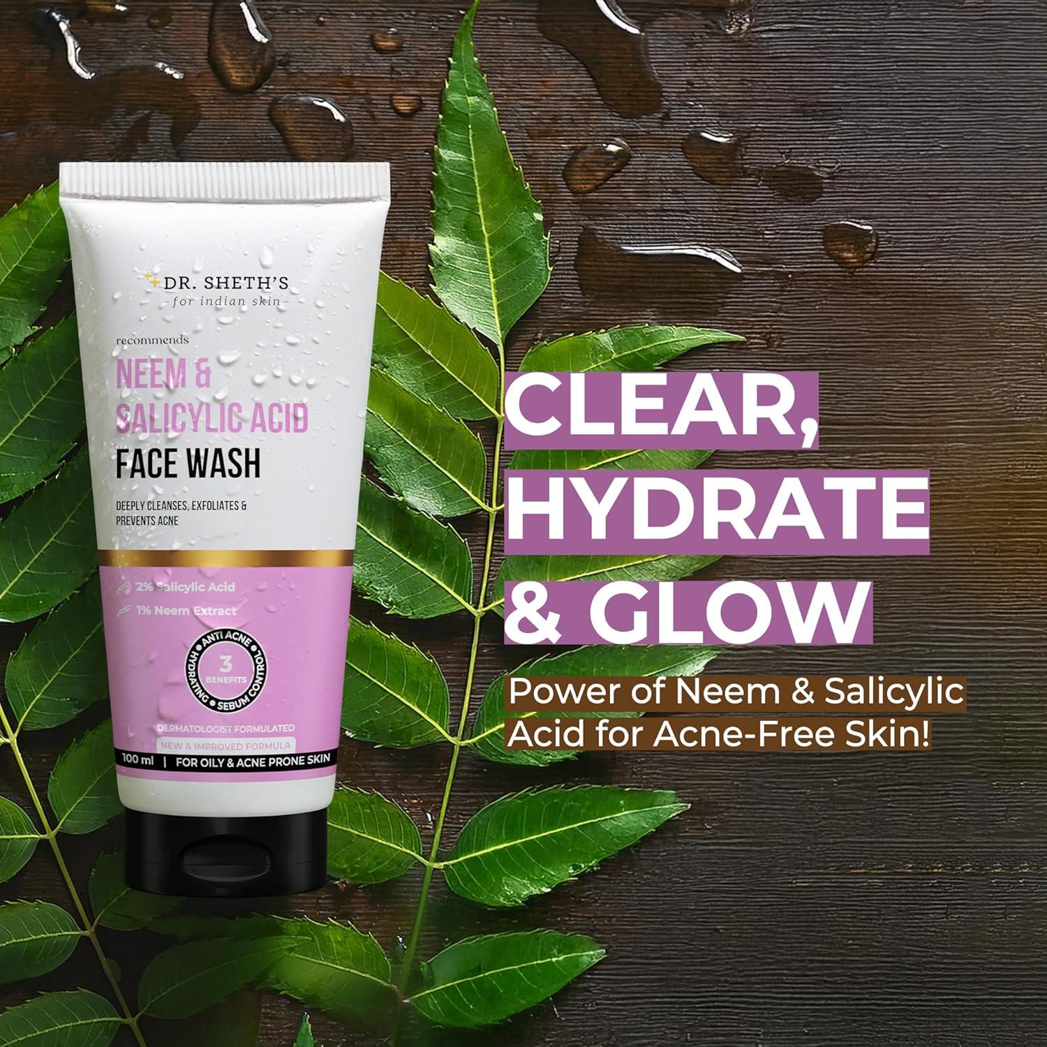 Limpiador Facial Dr. Sheth con Neem y Ácido Salicílico 100 ml