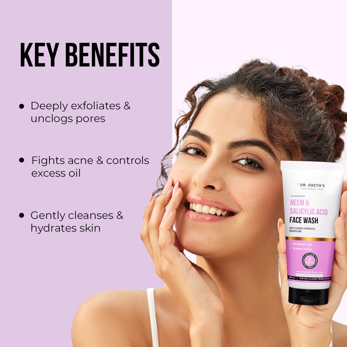 Limpiador Facial Dr. Sheth con Neem y Ácido Salicílico 100 ml