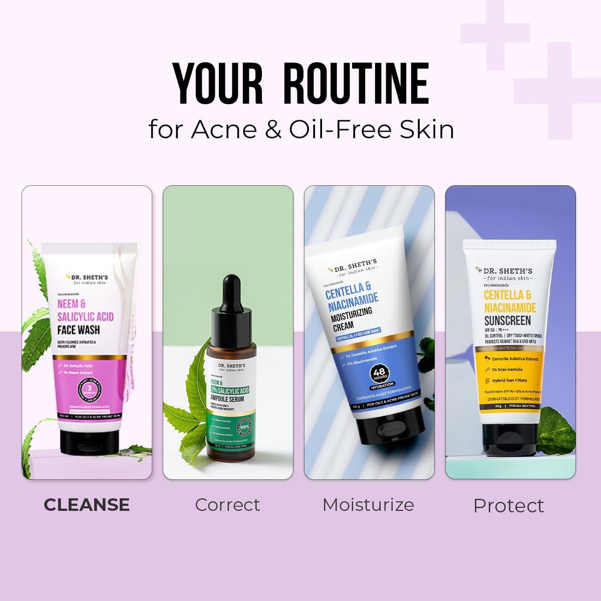 Limpiador Facial Dr. Sheth con Neem y Ácido Salicílico 100 ml
