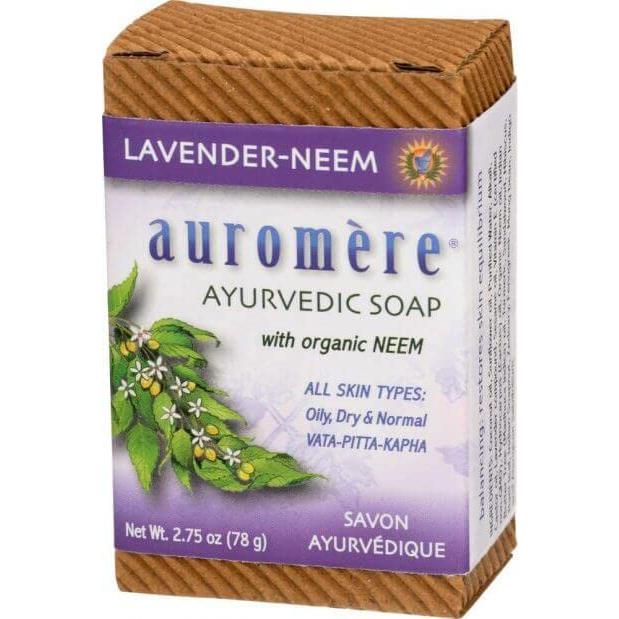 Jabón Ayurvédico Auromere Lavanda Neem Ecológico 3 Unidades