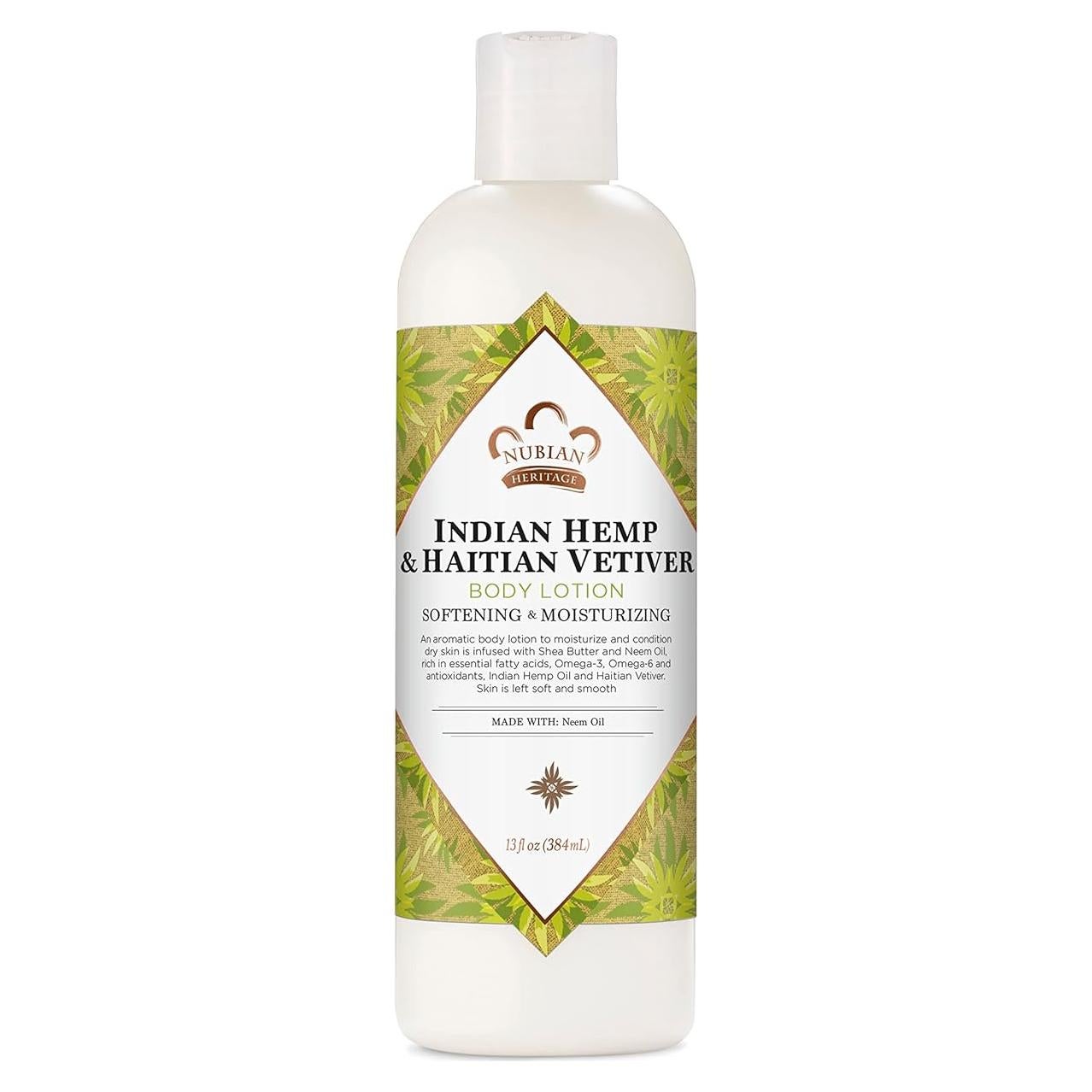 Loción Corporal Nubian Heritage 368.5 ml Cañamo Indio y Vetiver