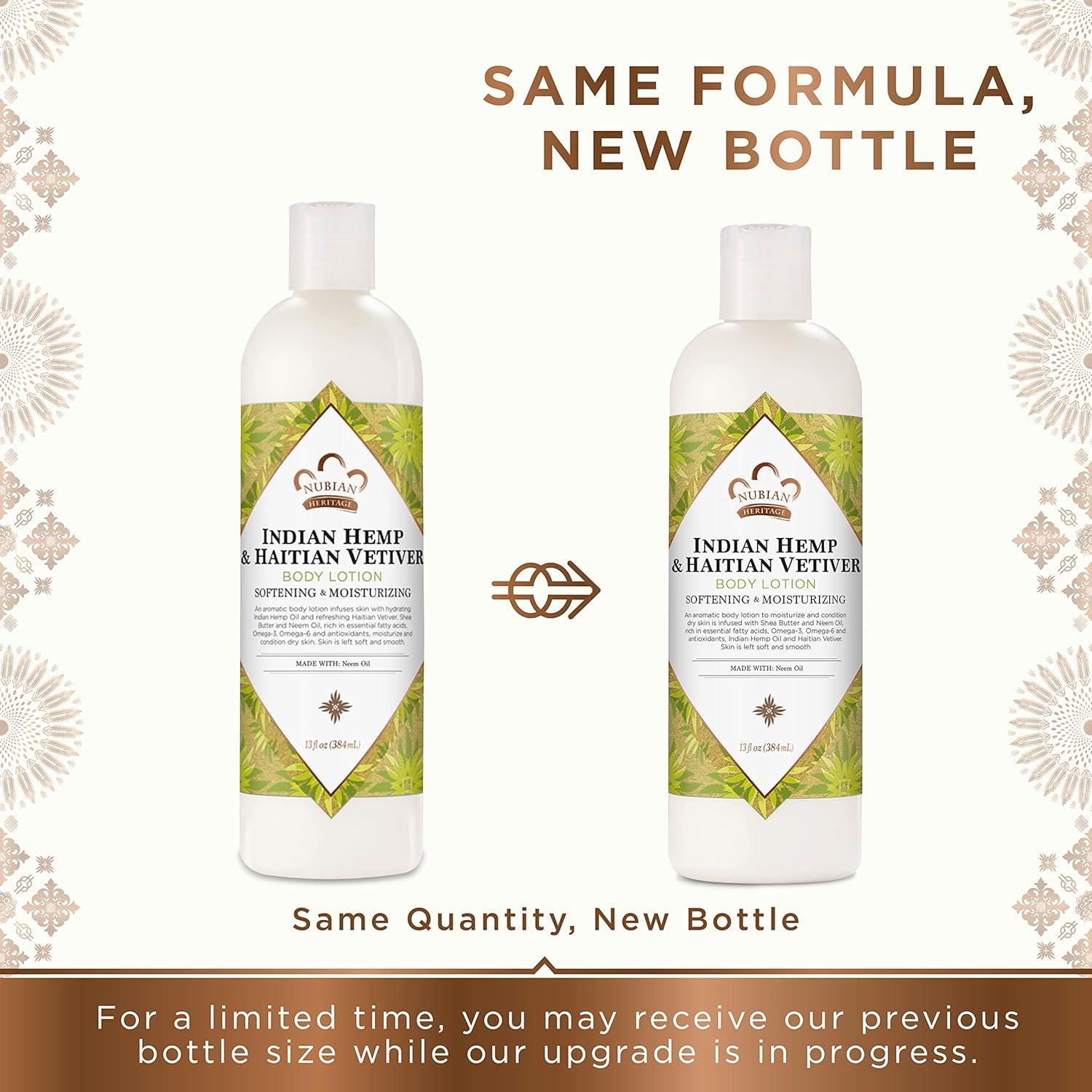 Loción Corporal Nubian Heritage 368.5 ml Cañamo Indio y Vetiver