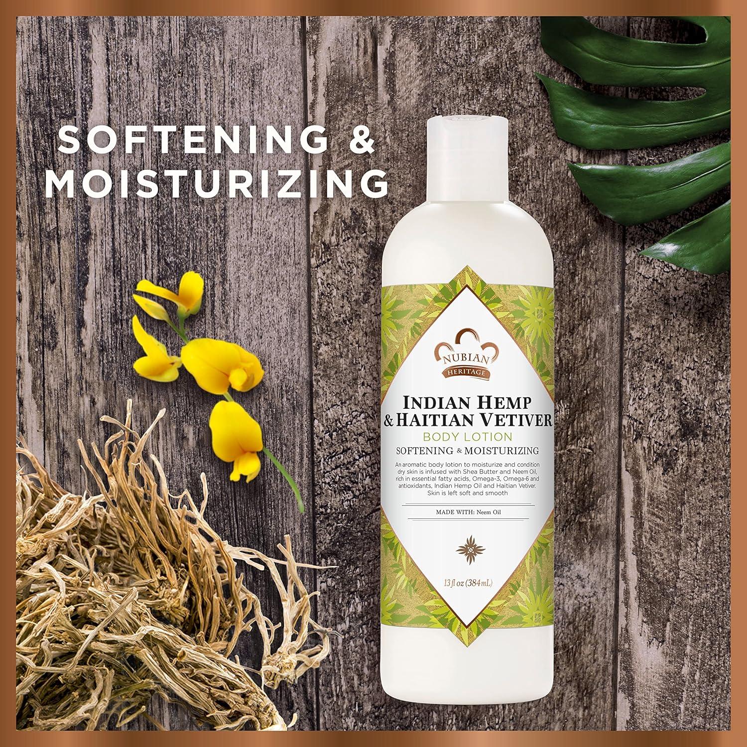Loción Corporal Nubian Heritage 368.5 ml Cañamo Indio y Vetiver