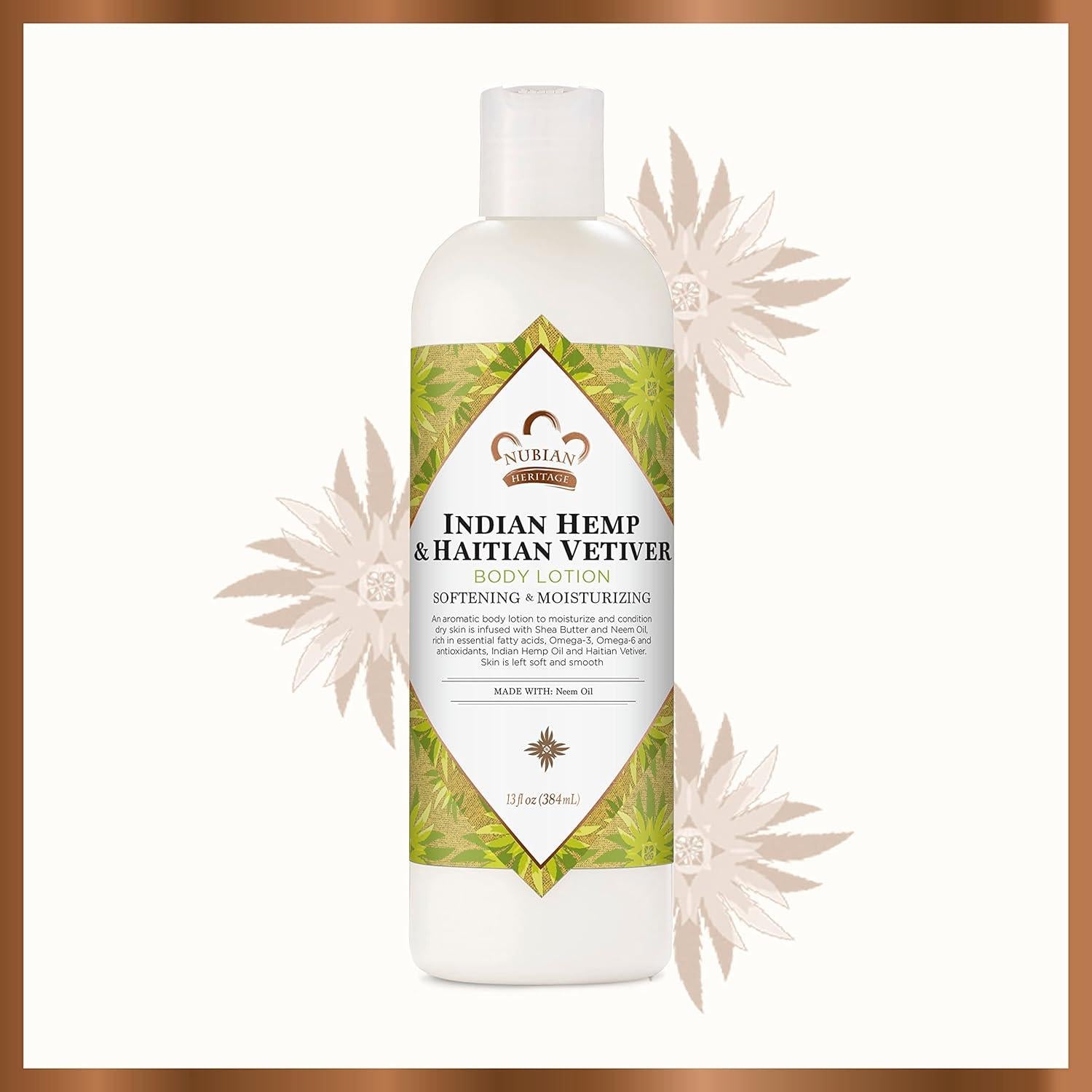 Loción Corporal Nubian Heritage 368.5 ml Cañamo Indio y Vetiver