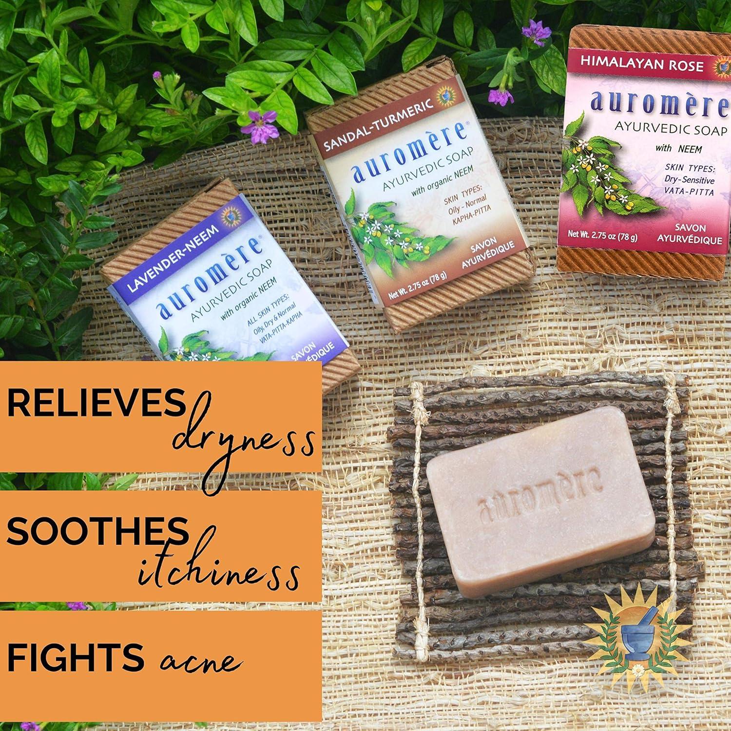 Paquete de Jabón Ayurvédico Auromere - 3 x 77g Natural