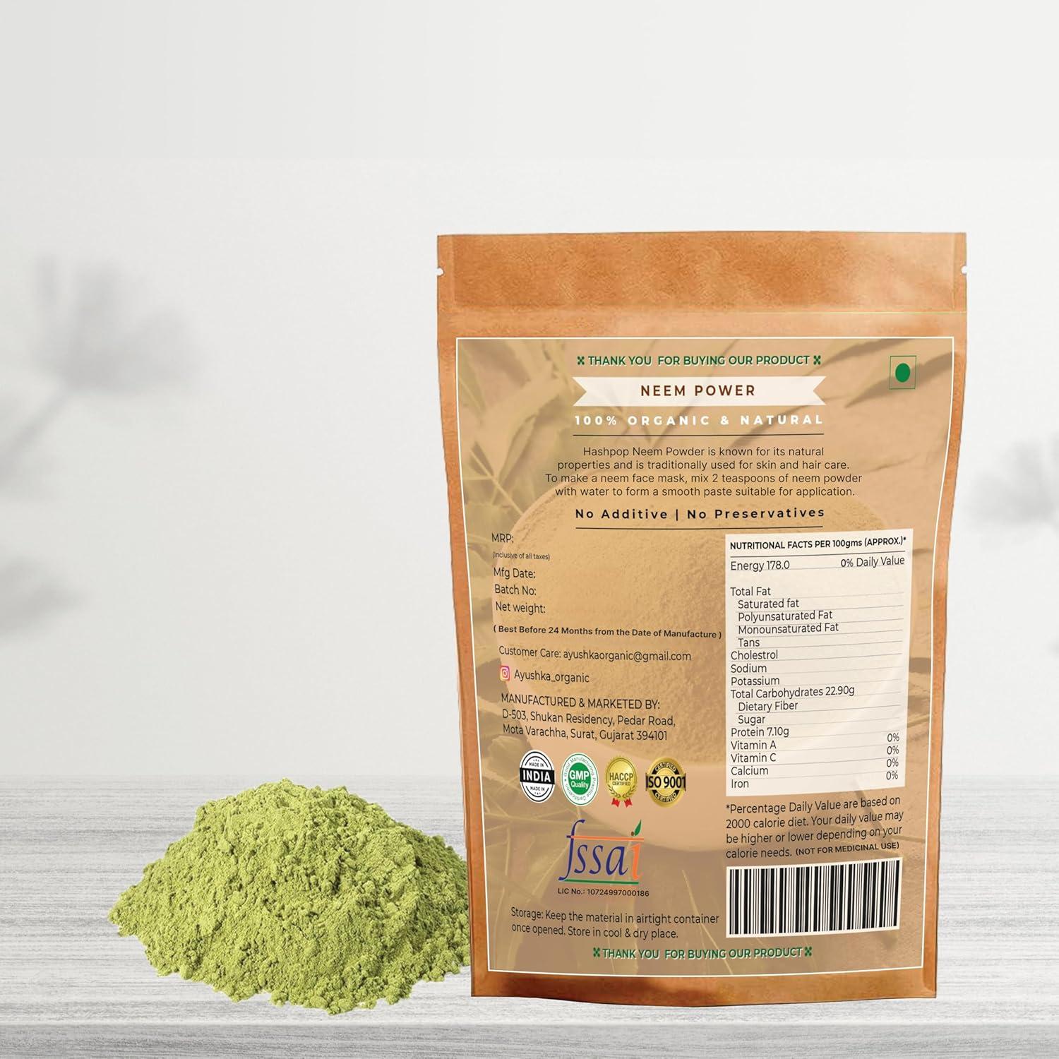 Polvo de Neem 250g Ayushka Organic - Suplemento Natural Piel y Cabello