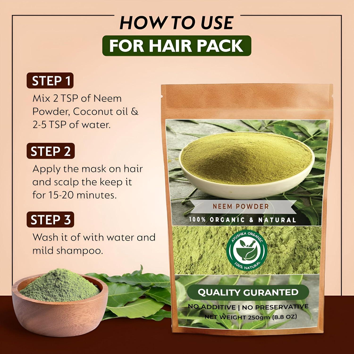 Polvo de Neem 250g Ayushka Organic - Suplemento Natural Piel y Cabello