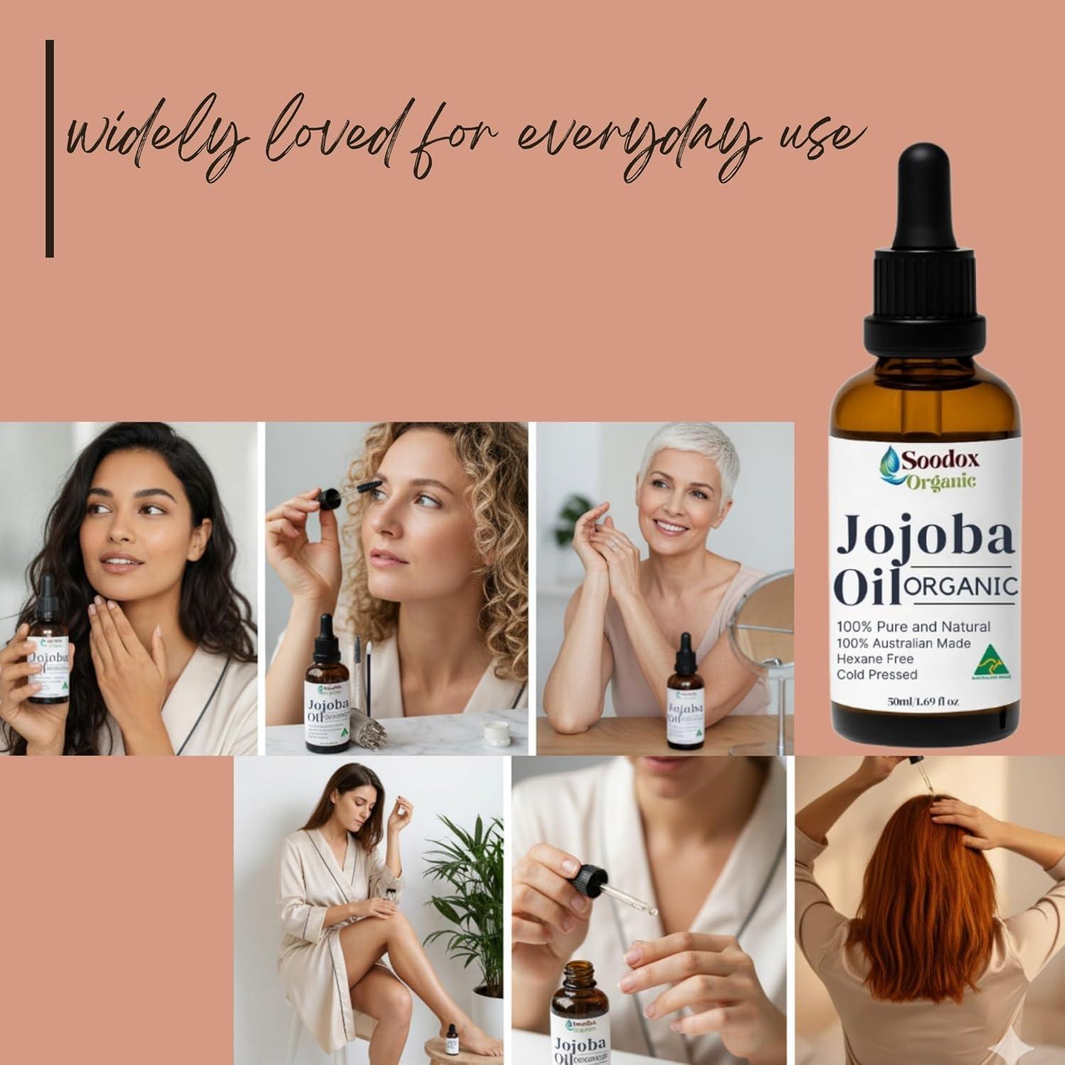 Aceite de Jojoba Orgánico Soodox 50ml - Puro para Cabello y Piel
