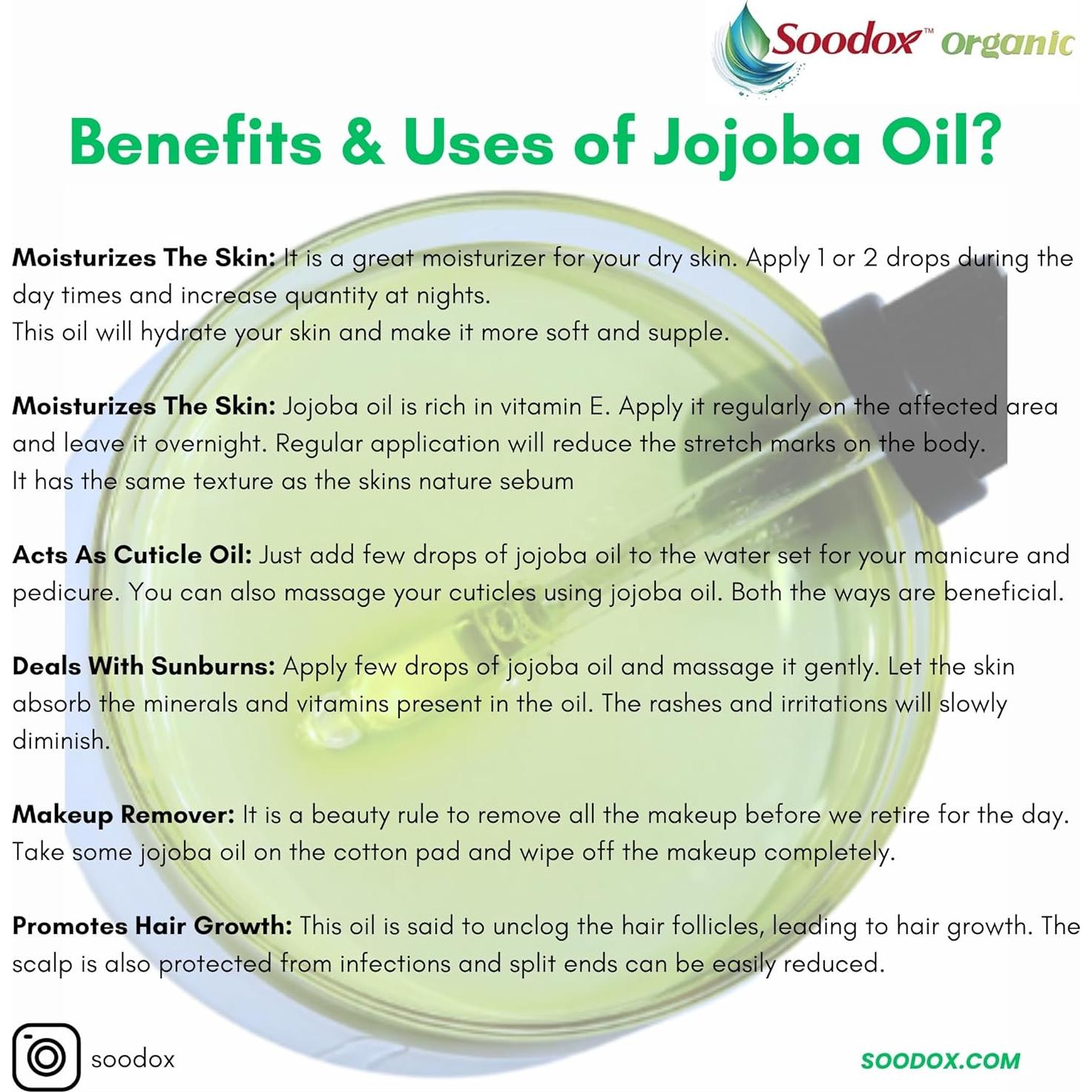 Aceite de Jojoba Orgánico Soodox 50ml - Puro para Cabello y Piel