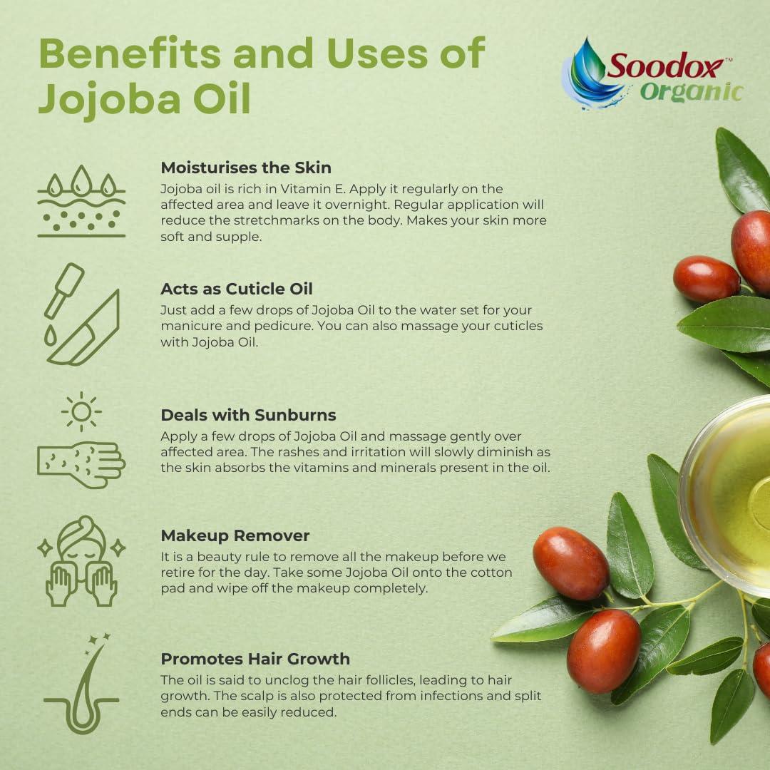 Aceite de Jojoba Orgánico Soodox 50ml - Puro para Cabello y Piel