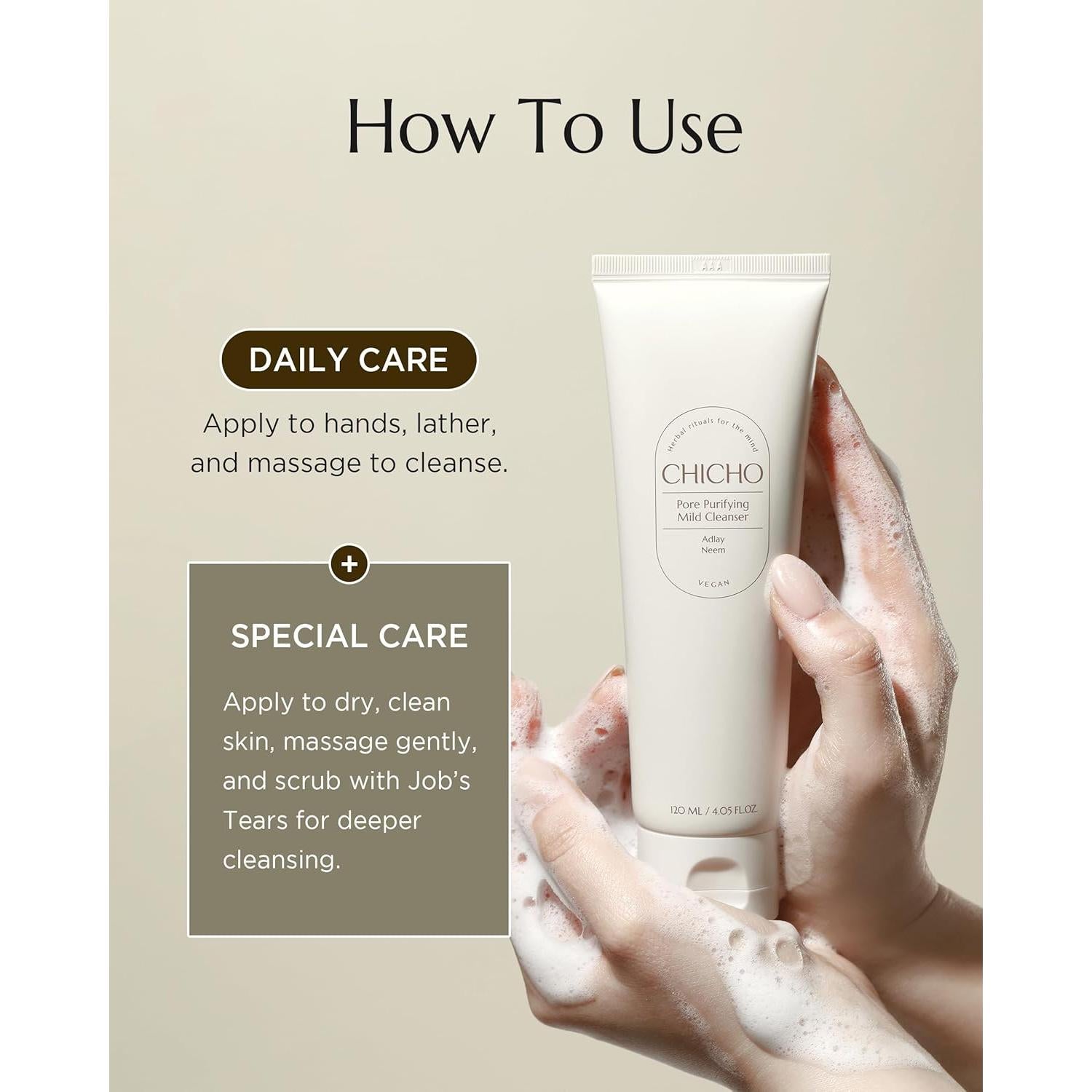 Limpiador Facial Suave Coreano CHICHO 120ml - Piel Sensible