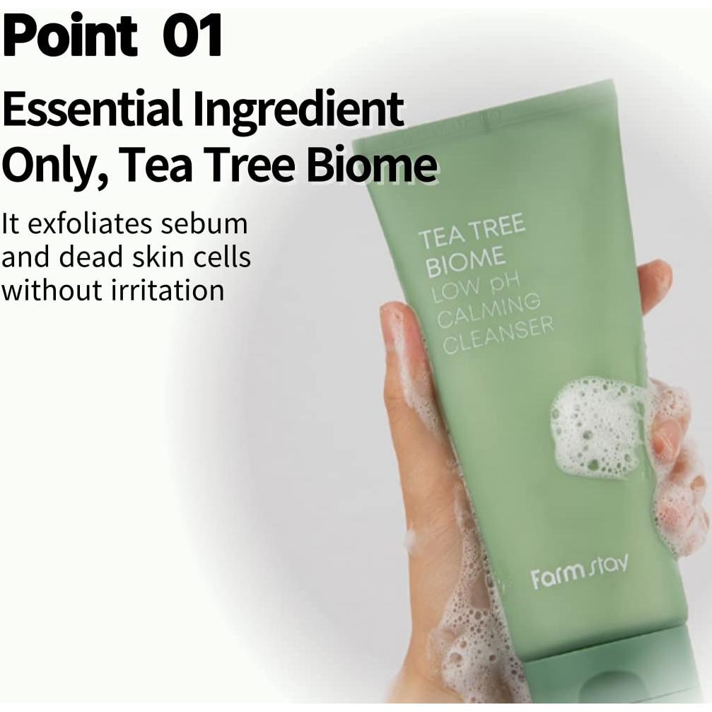 Limpiador Facial Calmante Bajo pH FARMSTAY 172g Tea Tree