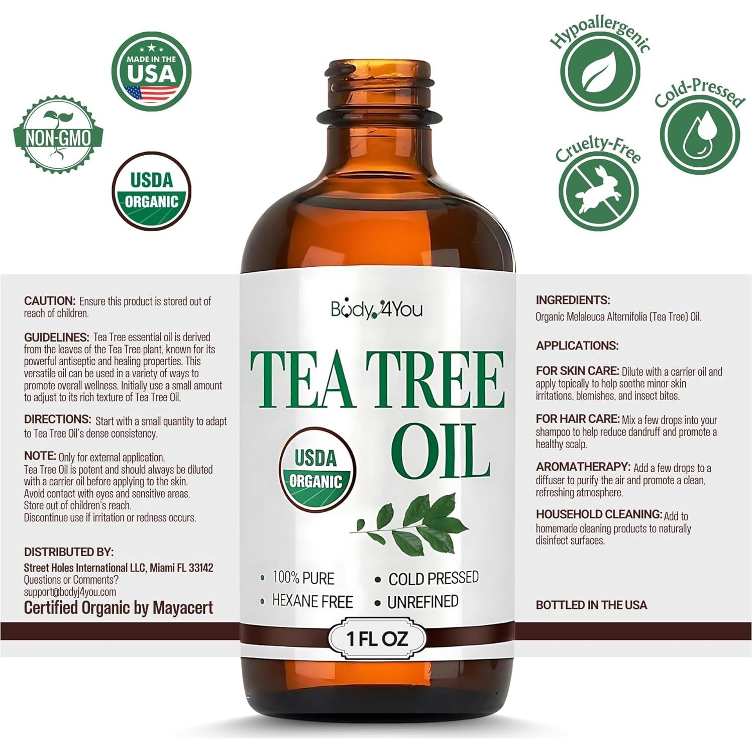 Aceite de Árbol de Té Puro BodyJ4You 30 ml Orgánico