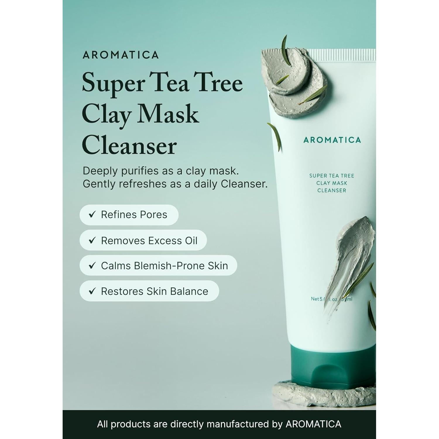 Aromatica Mascarilla y Limpiador Facial 2 en 1 148 ml - Árbol de Té