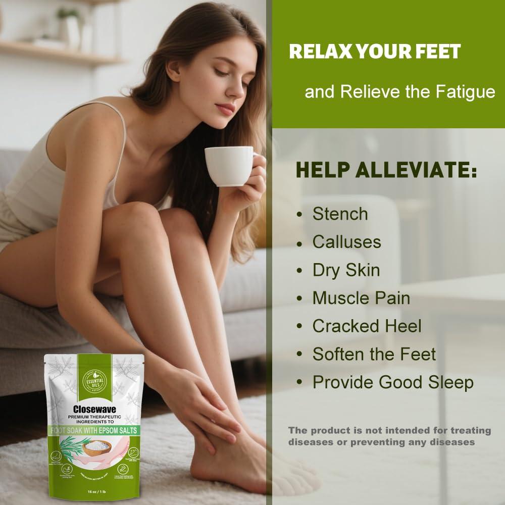 Sal de Epsom Closewave con Aceite de Árbol de Té 453g - Cuidado de Pies