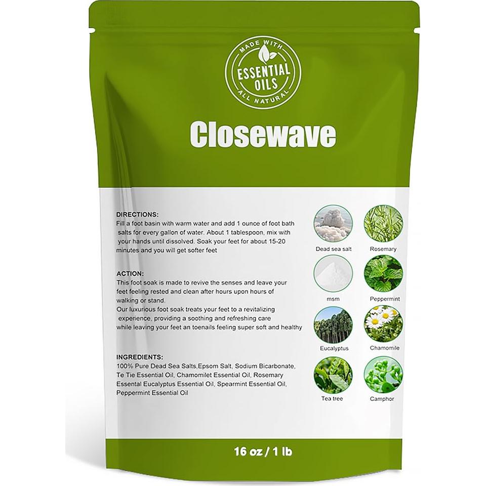 Sal de Epsom Closewave con Aceite de Árbol de Té 453g - Cuidado de Pies