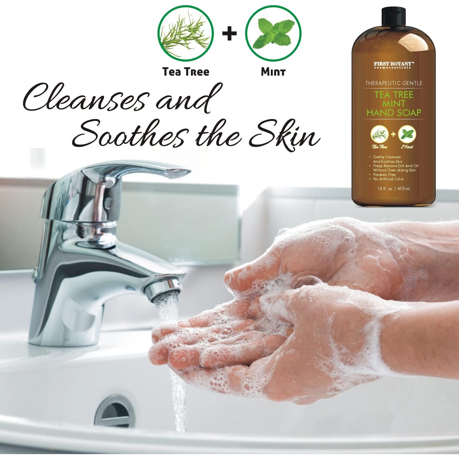 Jabón Líquido de Manos First Botany Menta y Árbol de Té 453g