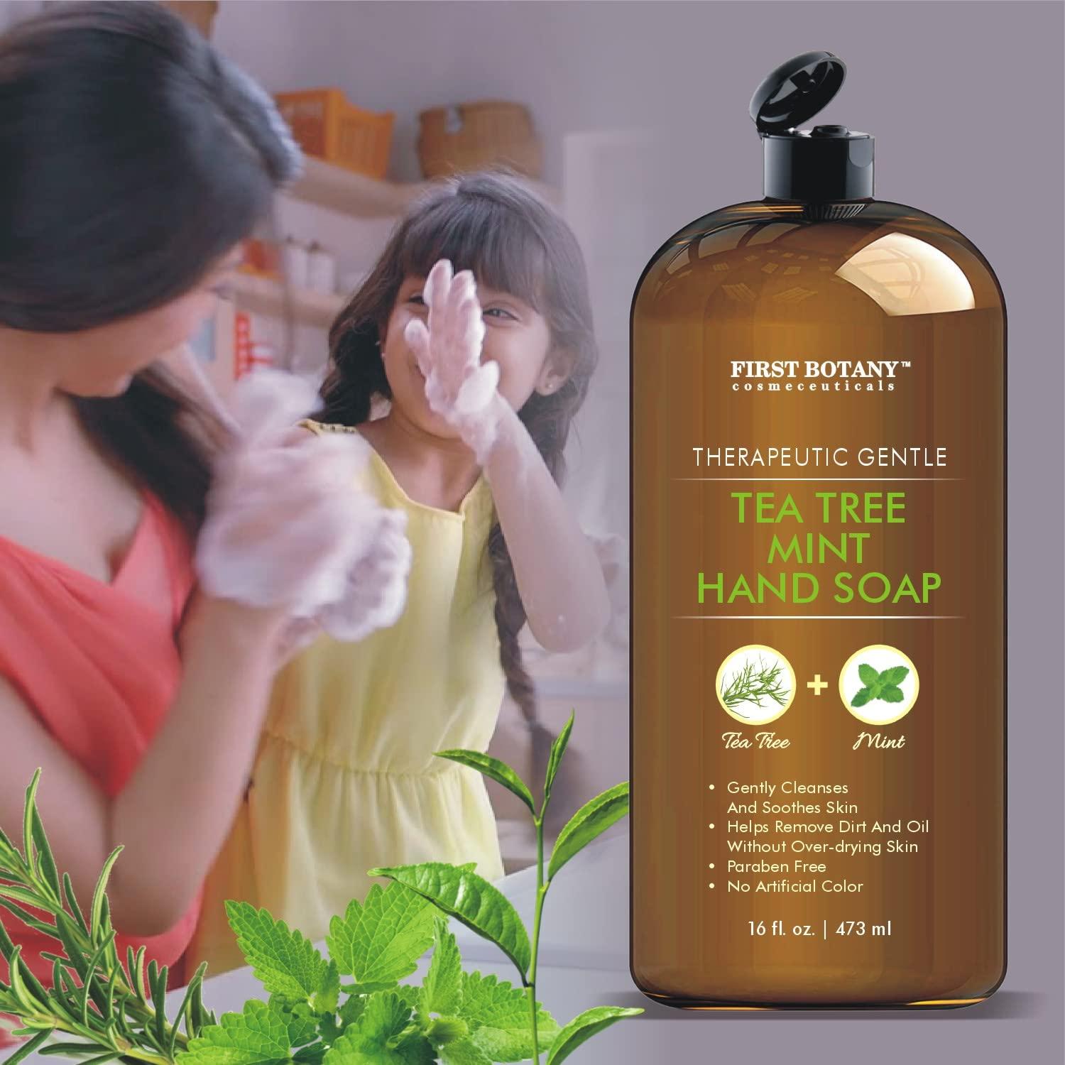 Jabón Líquido de Manos First Botany Menta y Árbol de Té 453g