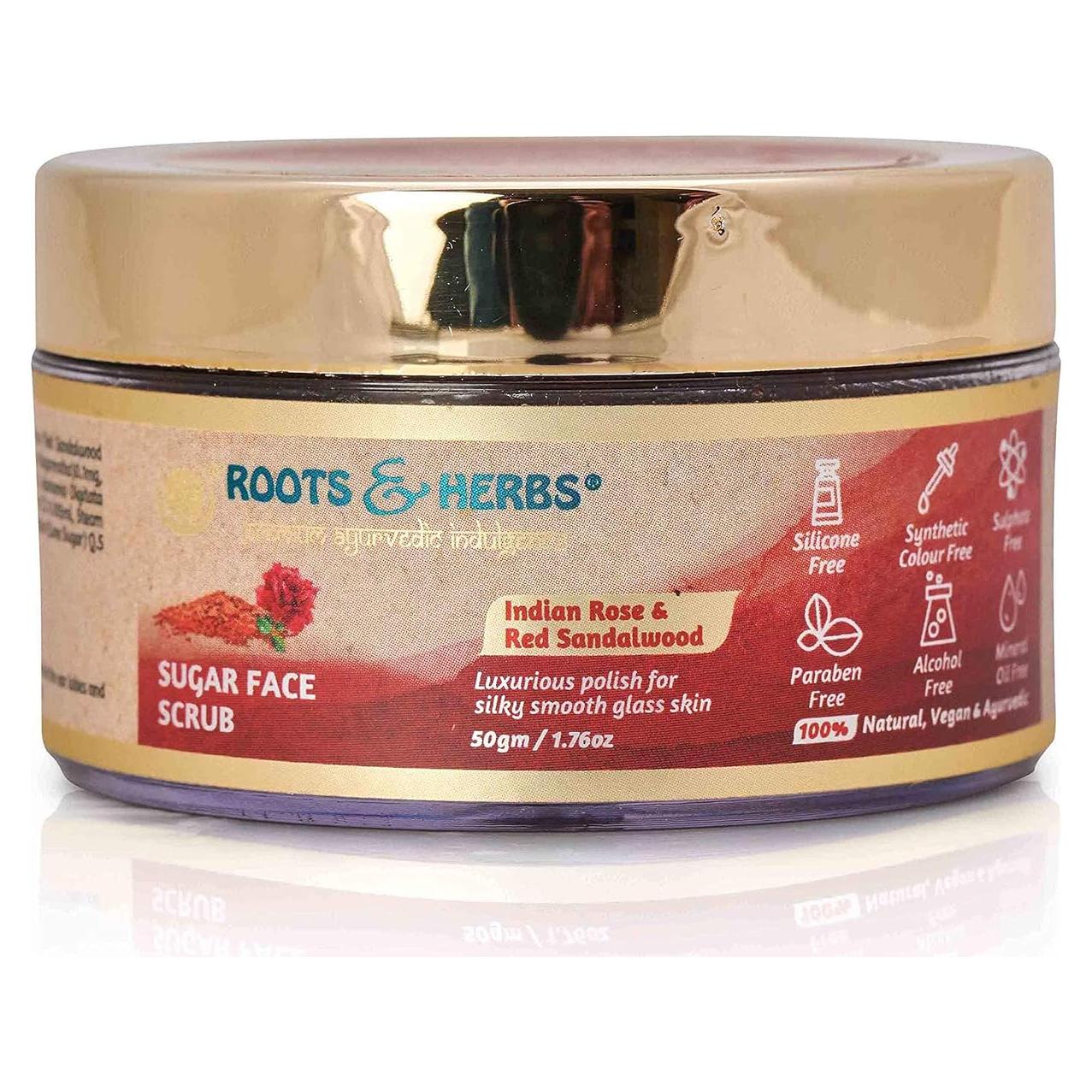 Scrub Facial Orgánico Roots And Herbs 50g Rosa India y Sándalo