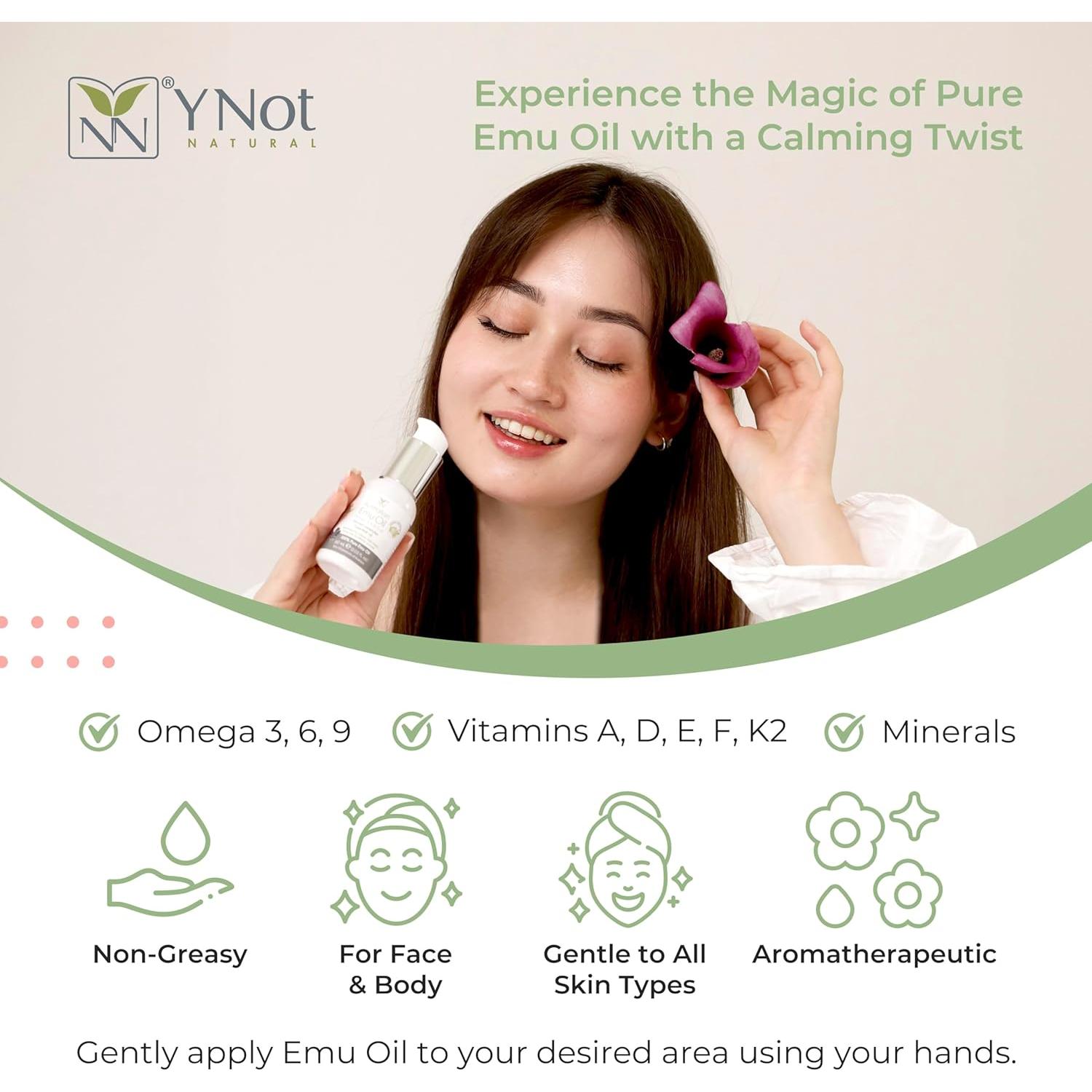 Aceite de Emú Puro Y-Not Natural 60ml - Hidratante para Piel y Cabello