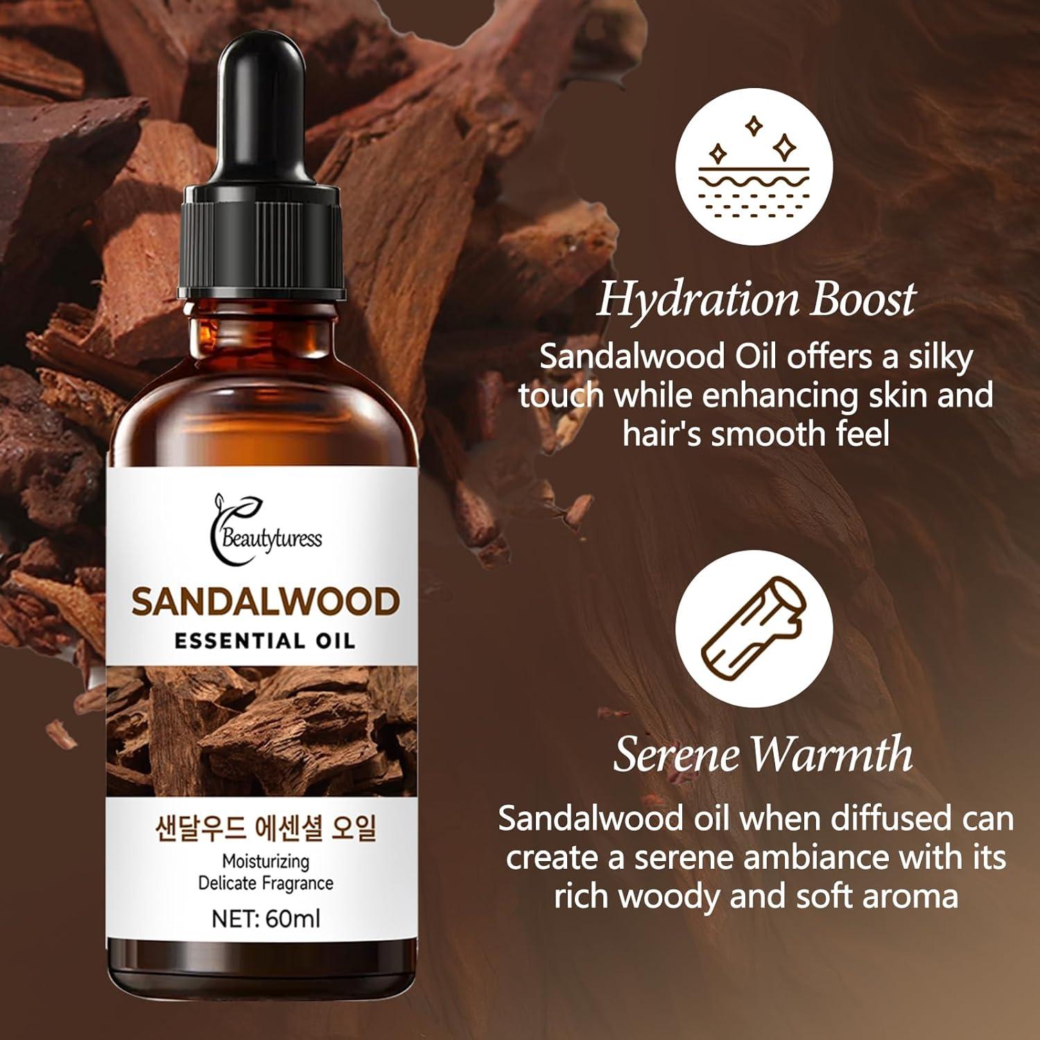 Aceite Esencial de Sándalo 100% Puro 60ml - Aromaterapia y Cuidado de la Piel