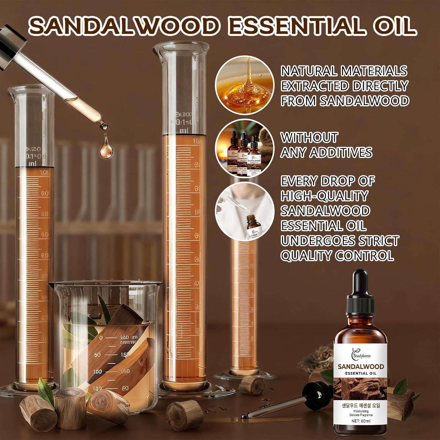 Aceite Esencial de Sándalo 100% Puro 60ml - Aromaterapia y Cuidado de la Piel