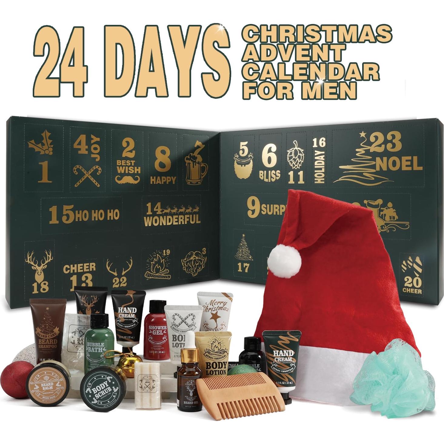 Calendario de Adviento Body & Earth 2025 para Hombres - 24 Regalos de Cuidado de Barba