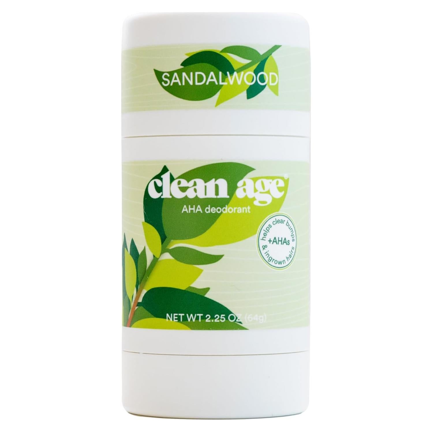 Desodorante AHA Clean Age 63.5 g - Aroma Sándalo, Sin Aluminio