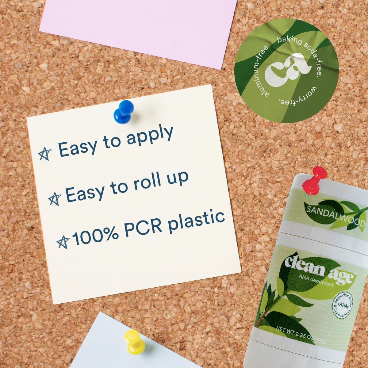 Desodorante AHA Clean Age 63.5 g - Aroma Sándalo, Sin Aluminio