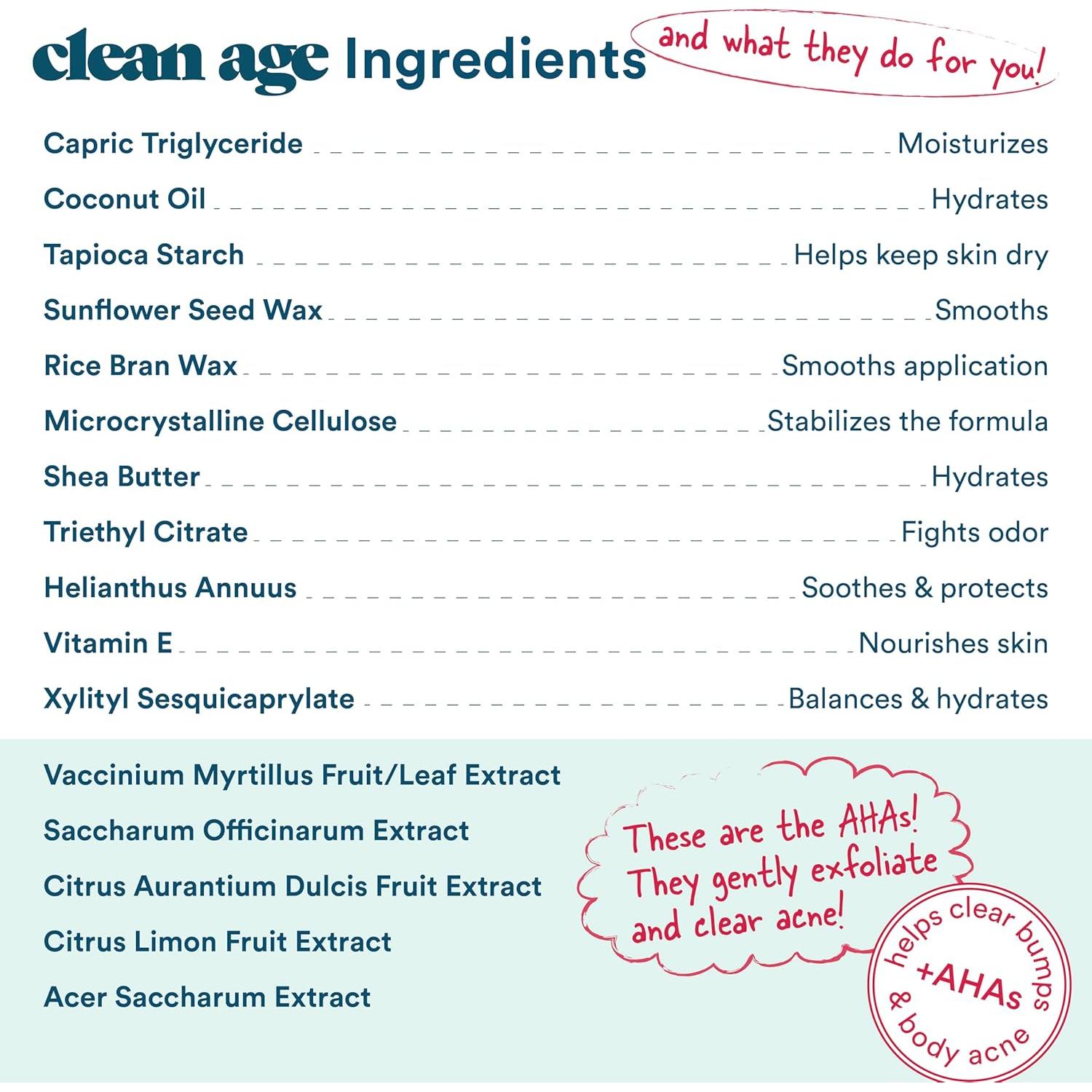 Desodorante AHA Clean Age 63.5 g - Aroma Sándalo, Sin Aluminio