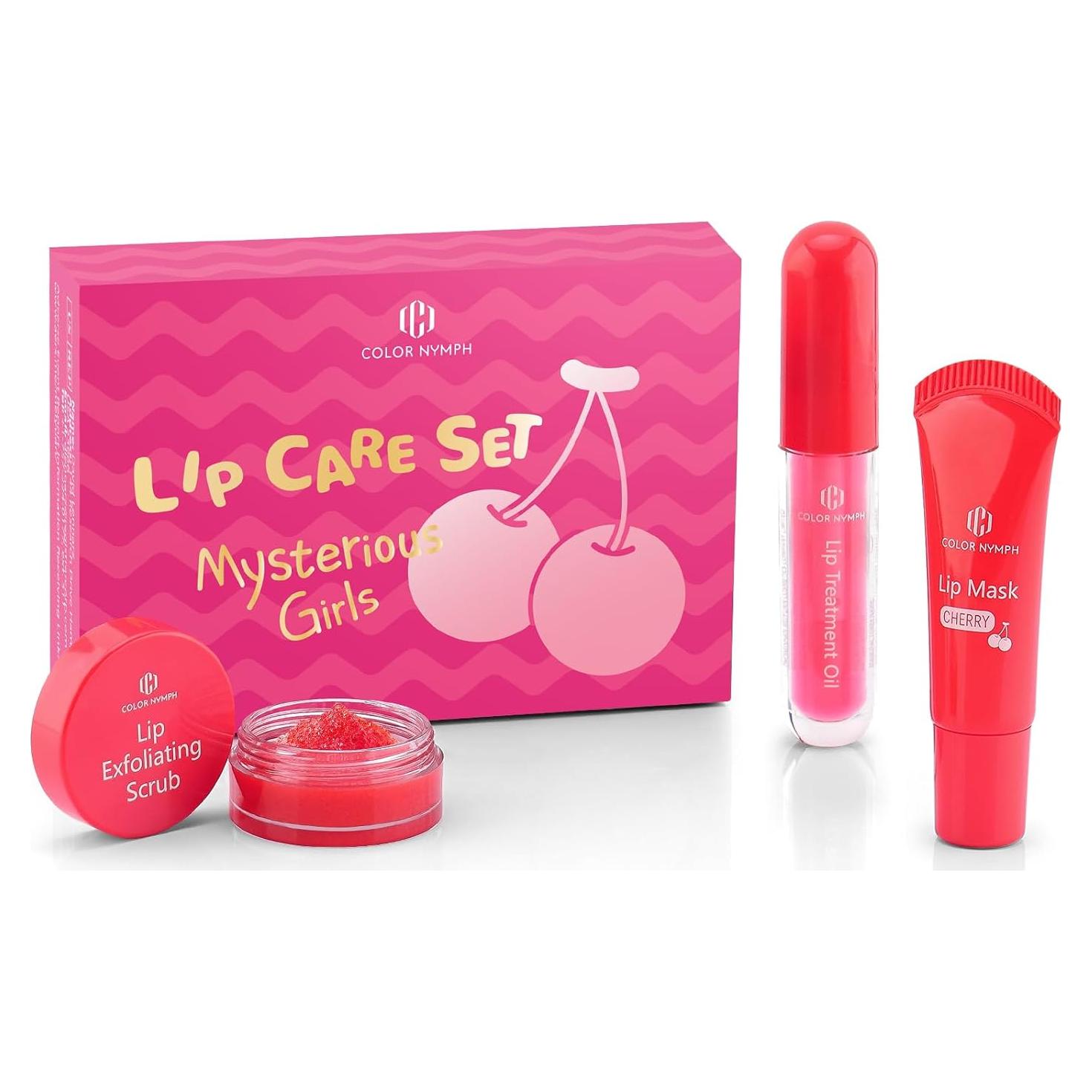 Set de Cuidado Labial Color Nymph - Exfoliante, Mascarilla y Aceite