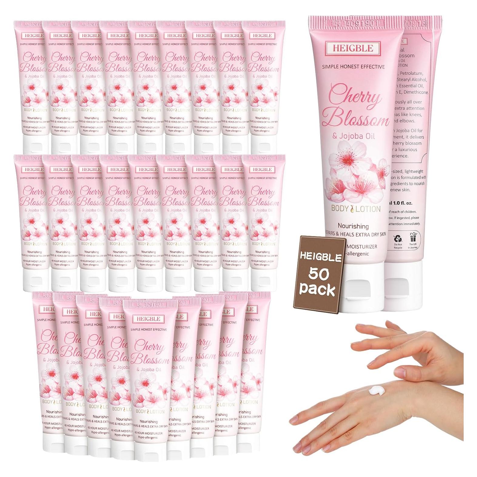 Paquete de 50 Lociones Corporales Heigble 30g Flor de Cerezo