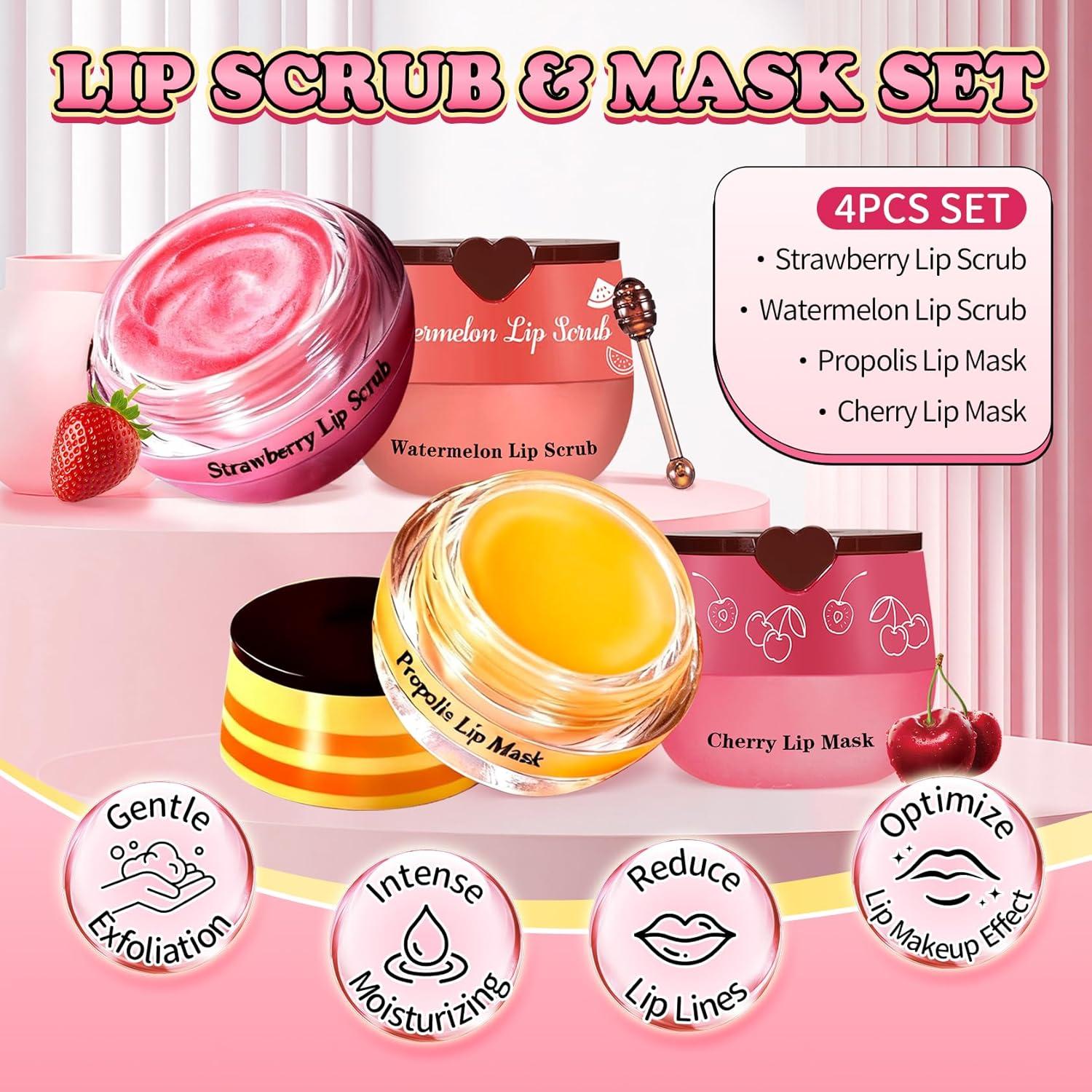 Set de Cuidado Labial UAOE: Exfoliante y Mascarilla 4PCS