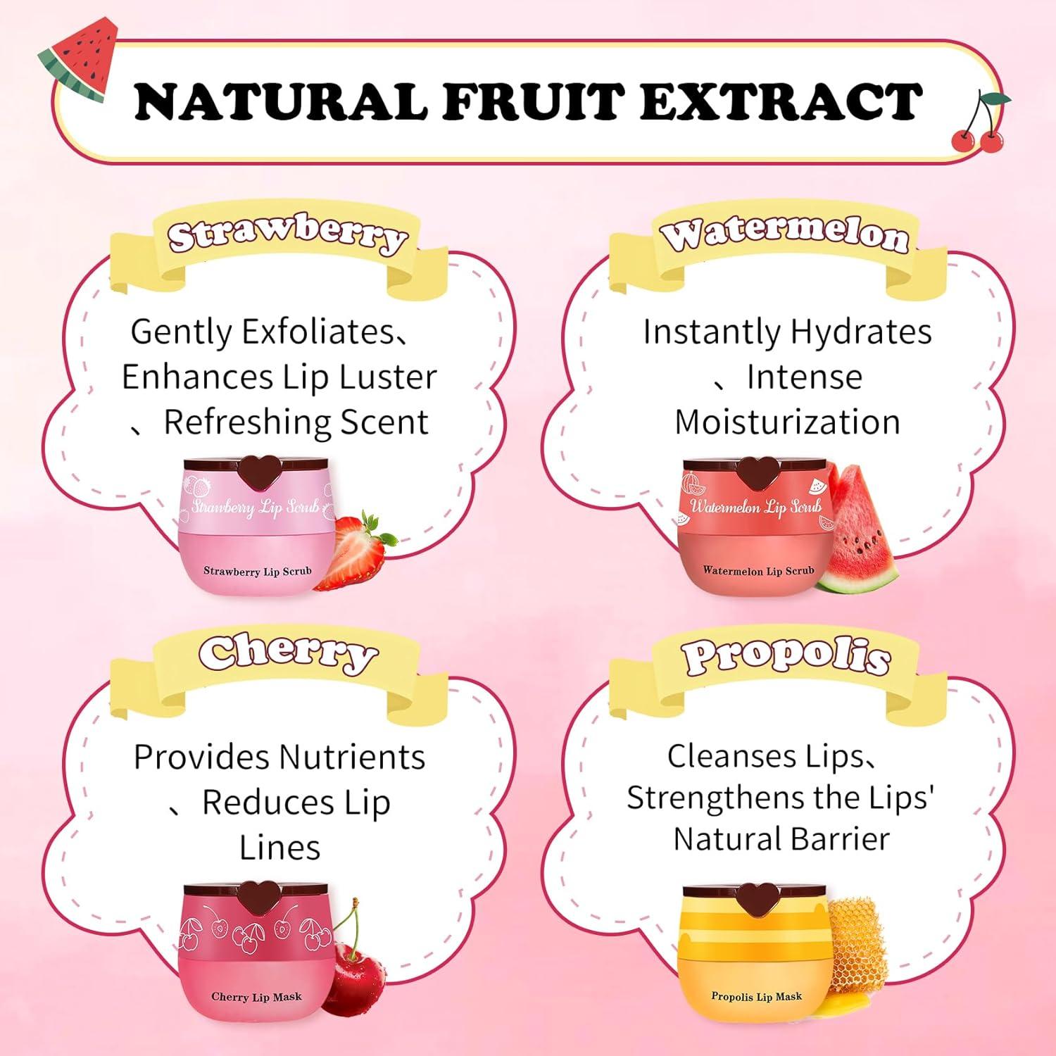 Set de Cuidado Labial UAOE: Exfoliante y Mascarilla 4PCS